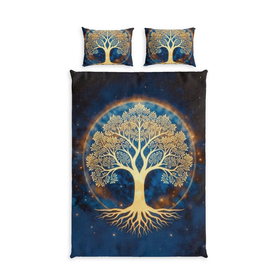 Golden Tree of Life Cotton Duvet Cover Set