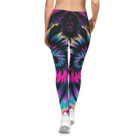Tie-Dye Pink & Blue Vortex Leggings — Women's All-Over-Print Yoga & Casual Pants