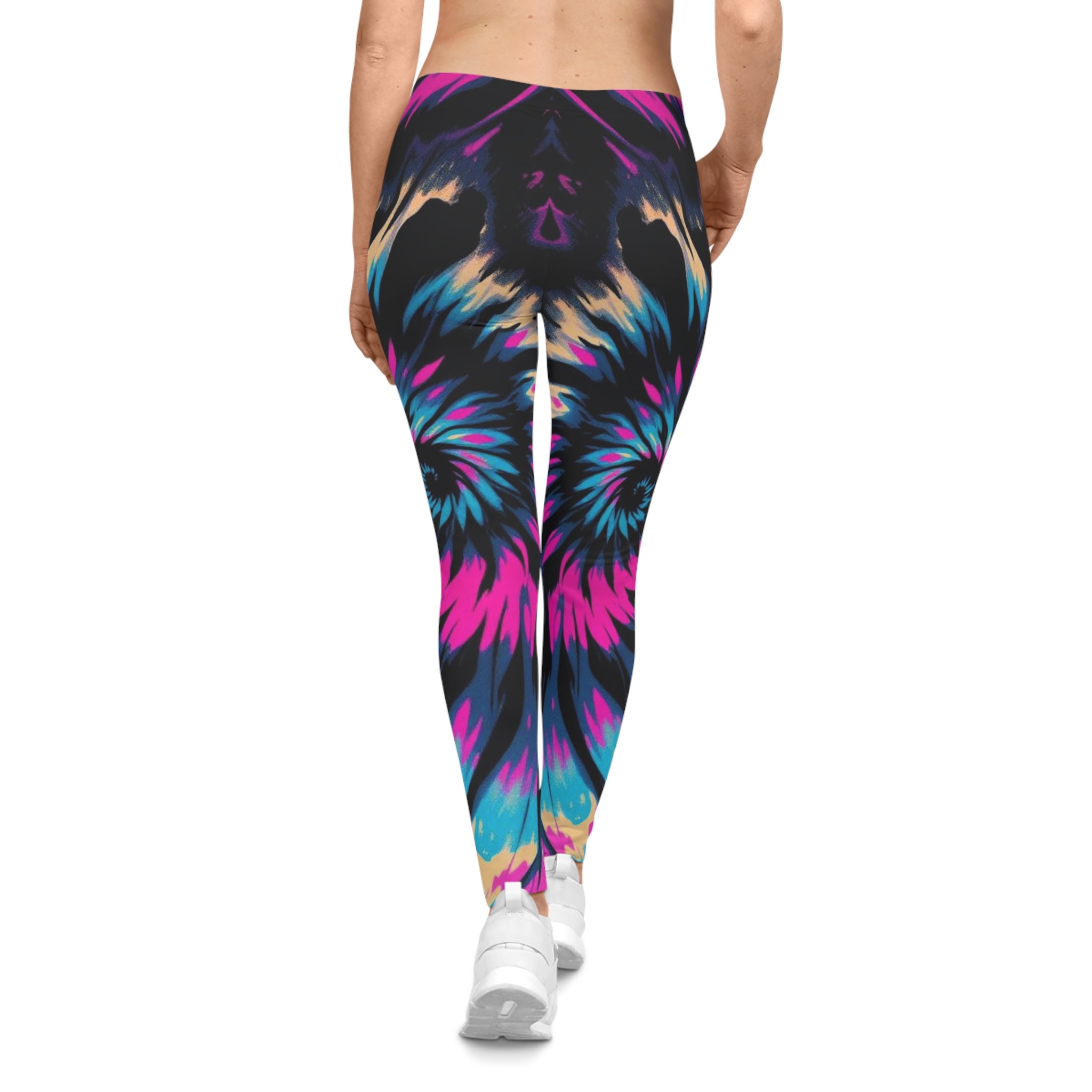 Tie-Dye Pink & Blue Vortex Leggings — Women's All-Over-Print Yoga & Casual Pants