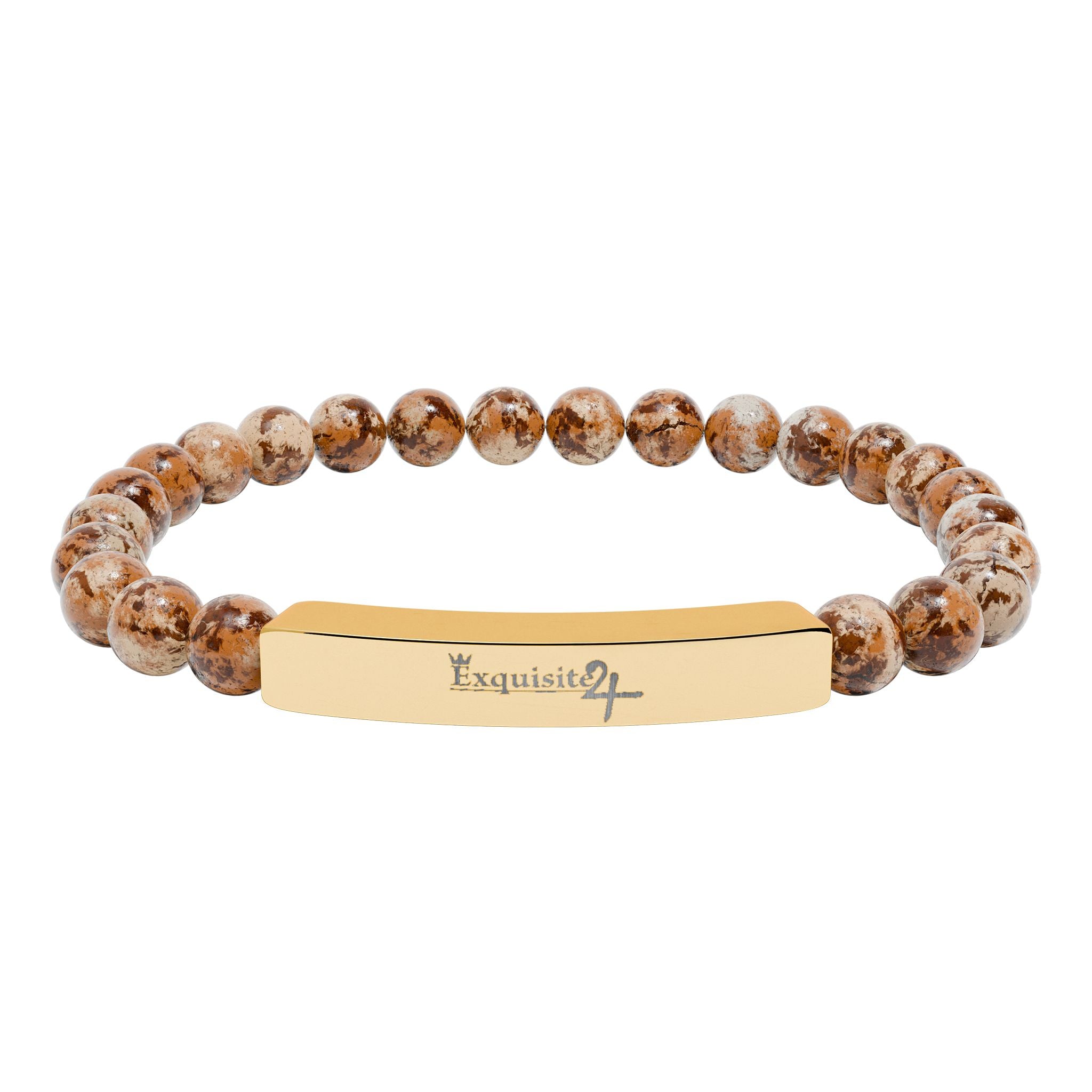 Exquisite 24 Engraved Natural Stone Bead Bar Bracelet