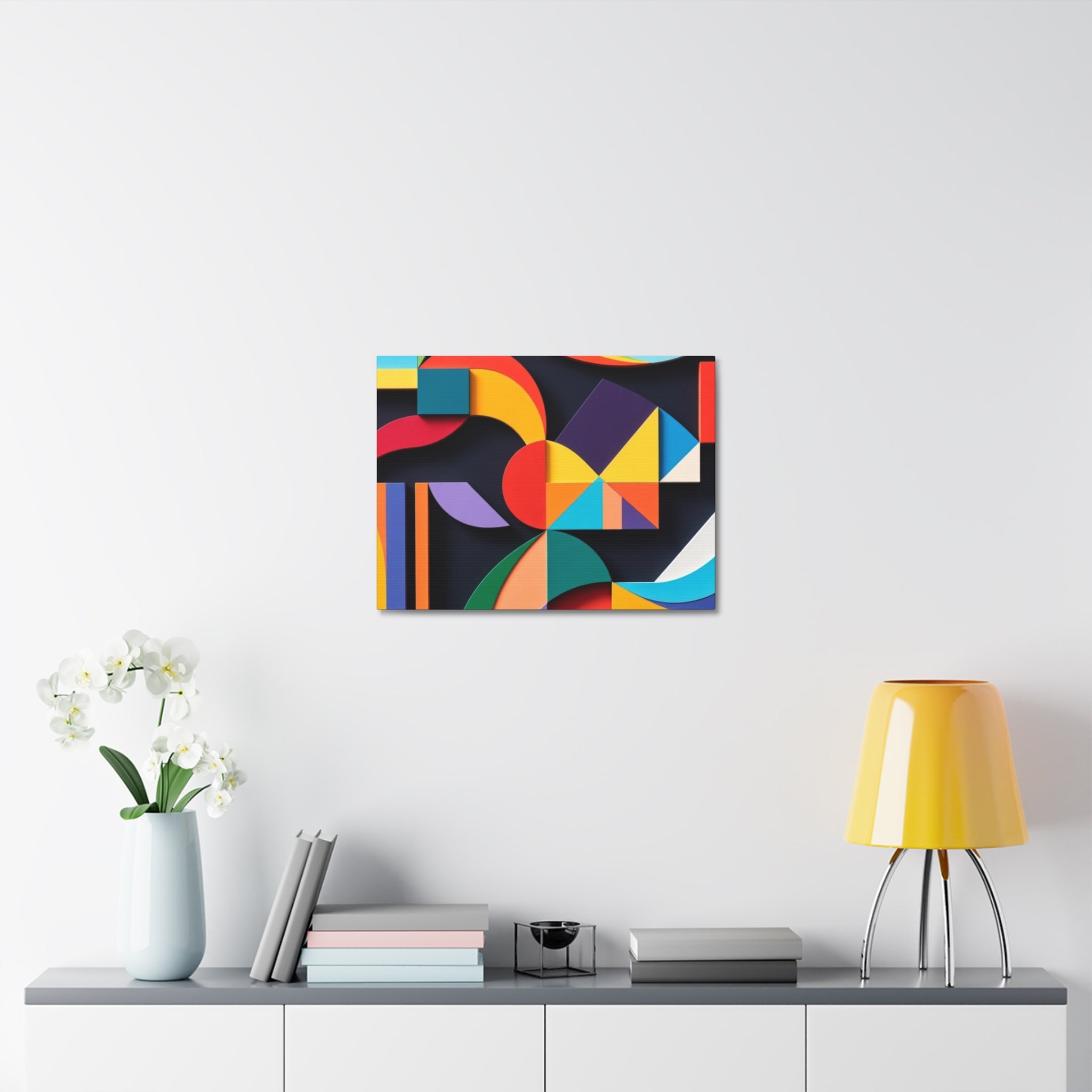 Abstract Geometric Stretched Canvas – Colorful Modern Wall Art