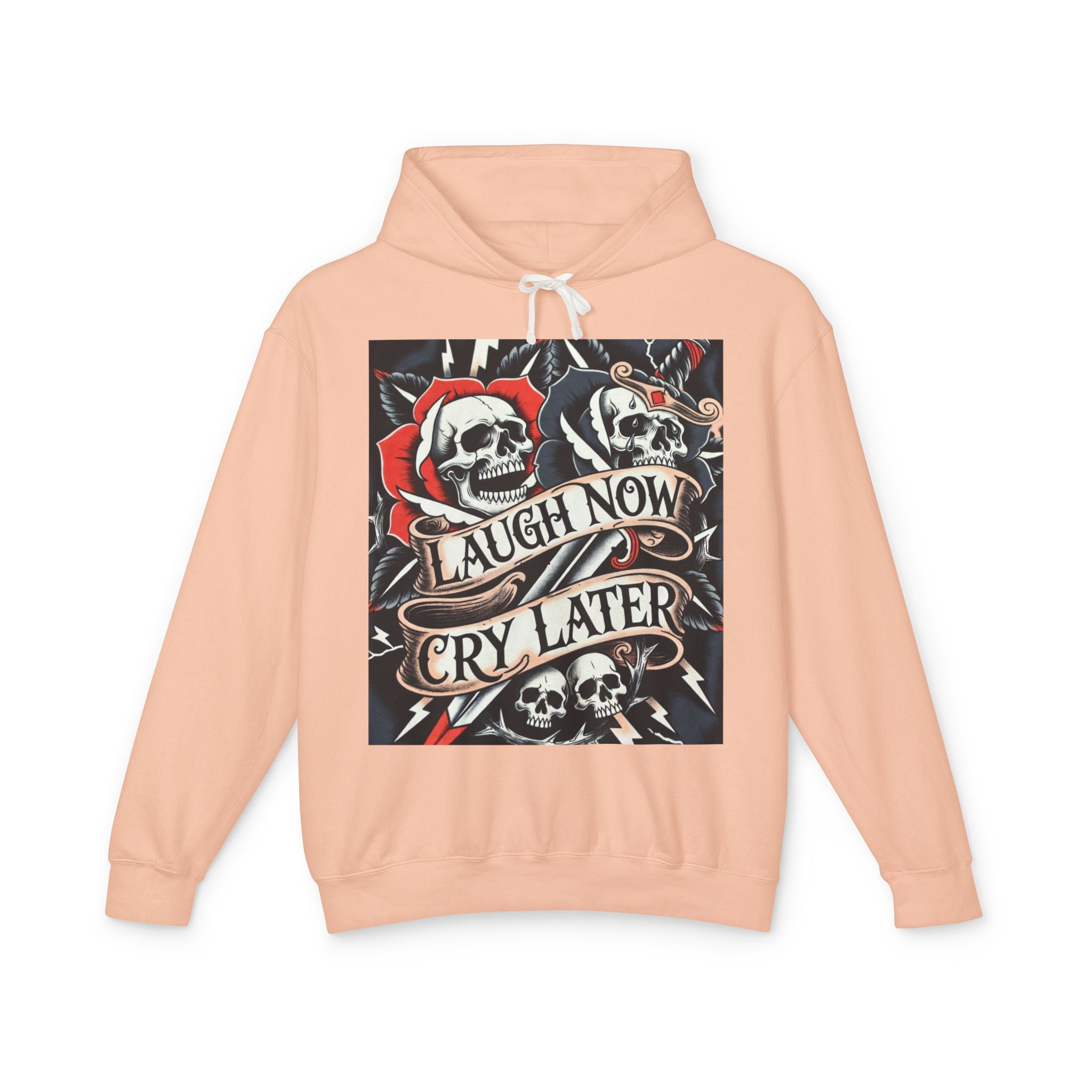 Laugh Now Cry Later Skull Hoodie — Vintage Rose Graphic