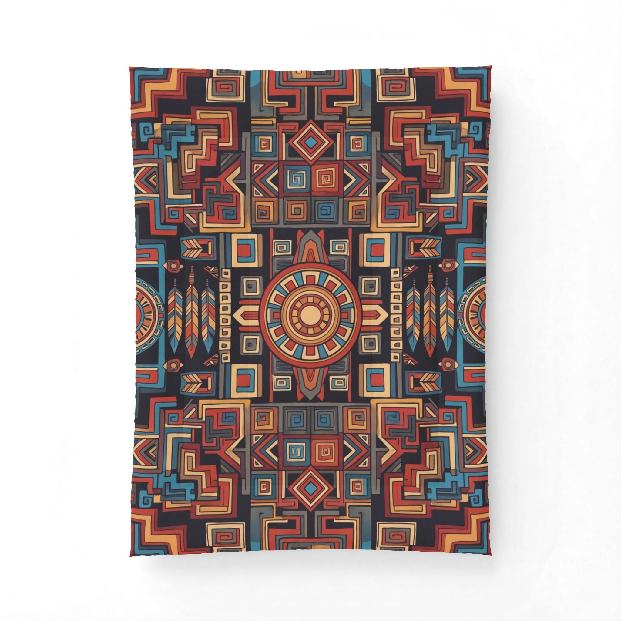 Boho Geometric Cotton Comforter – Tribal Sun Medallion Bedding