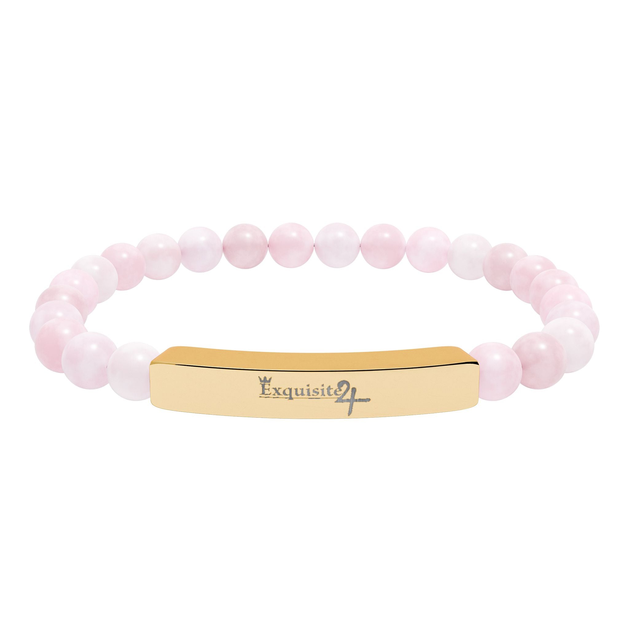 Exquisite 24 Engraved Natural Stone Bead Bar Bracelet