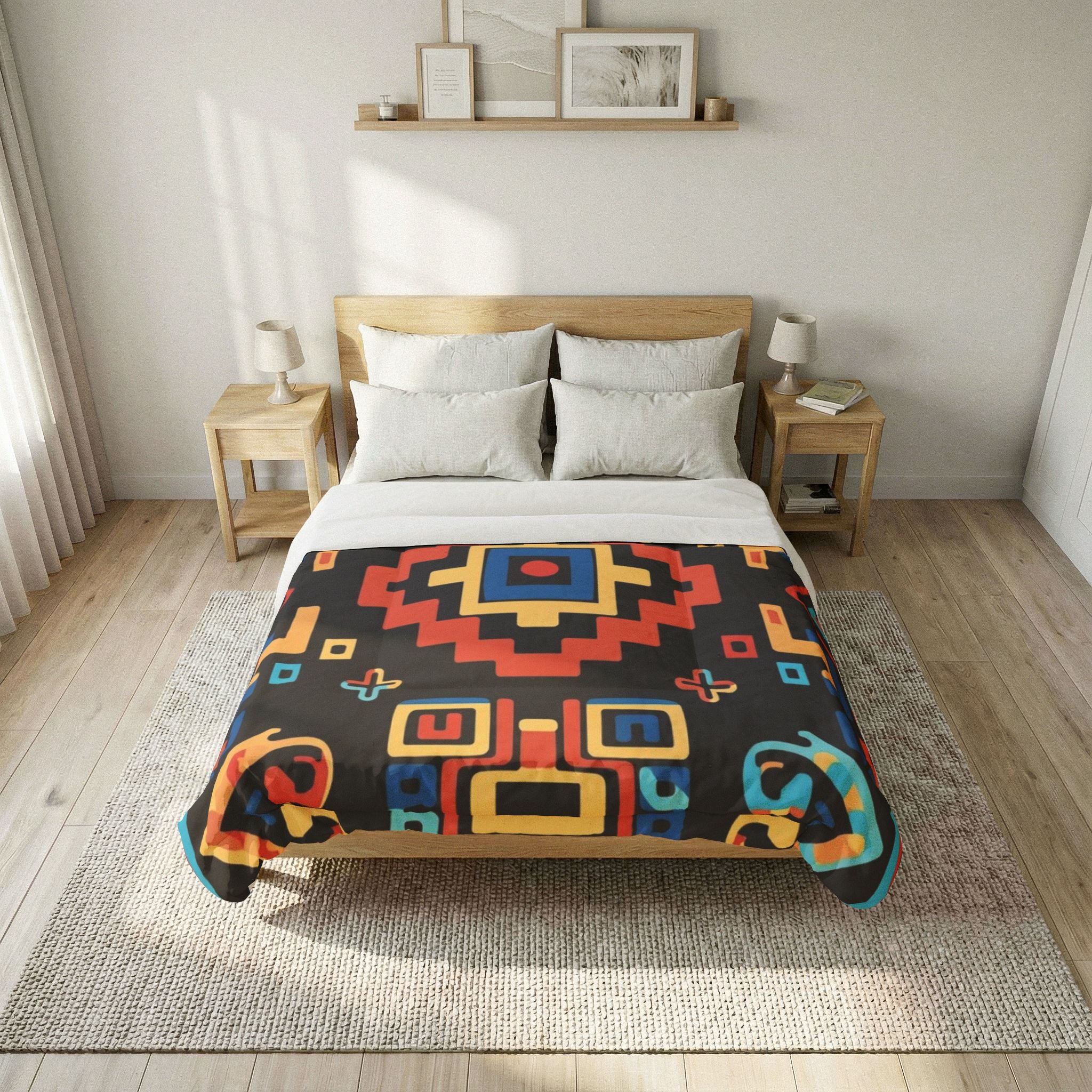 Bohemian Aztec Cotton Comforter – Colorful Geometric Quilt for Bedroom