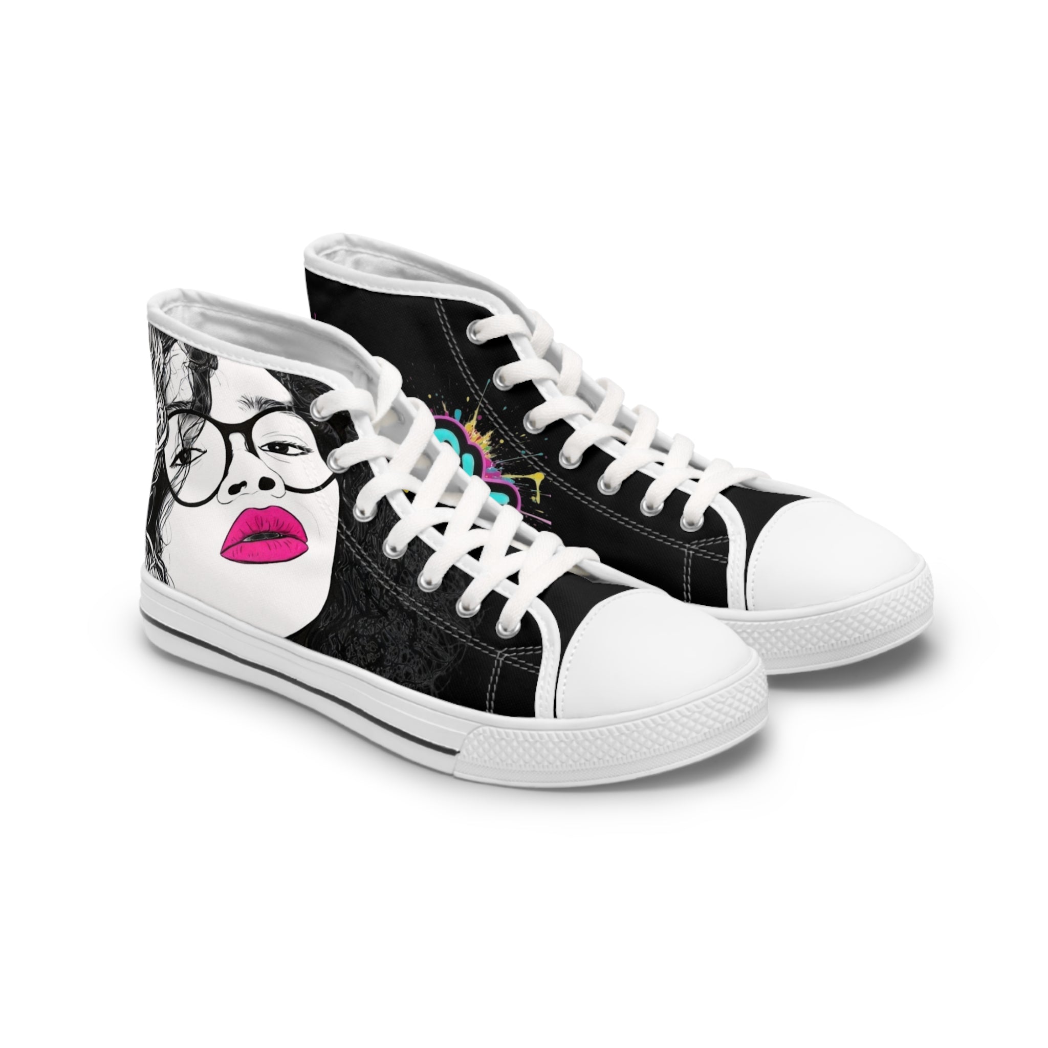Women's High Top Sneakers — Bold Pop Art Face Design
