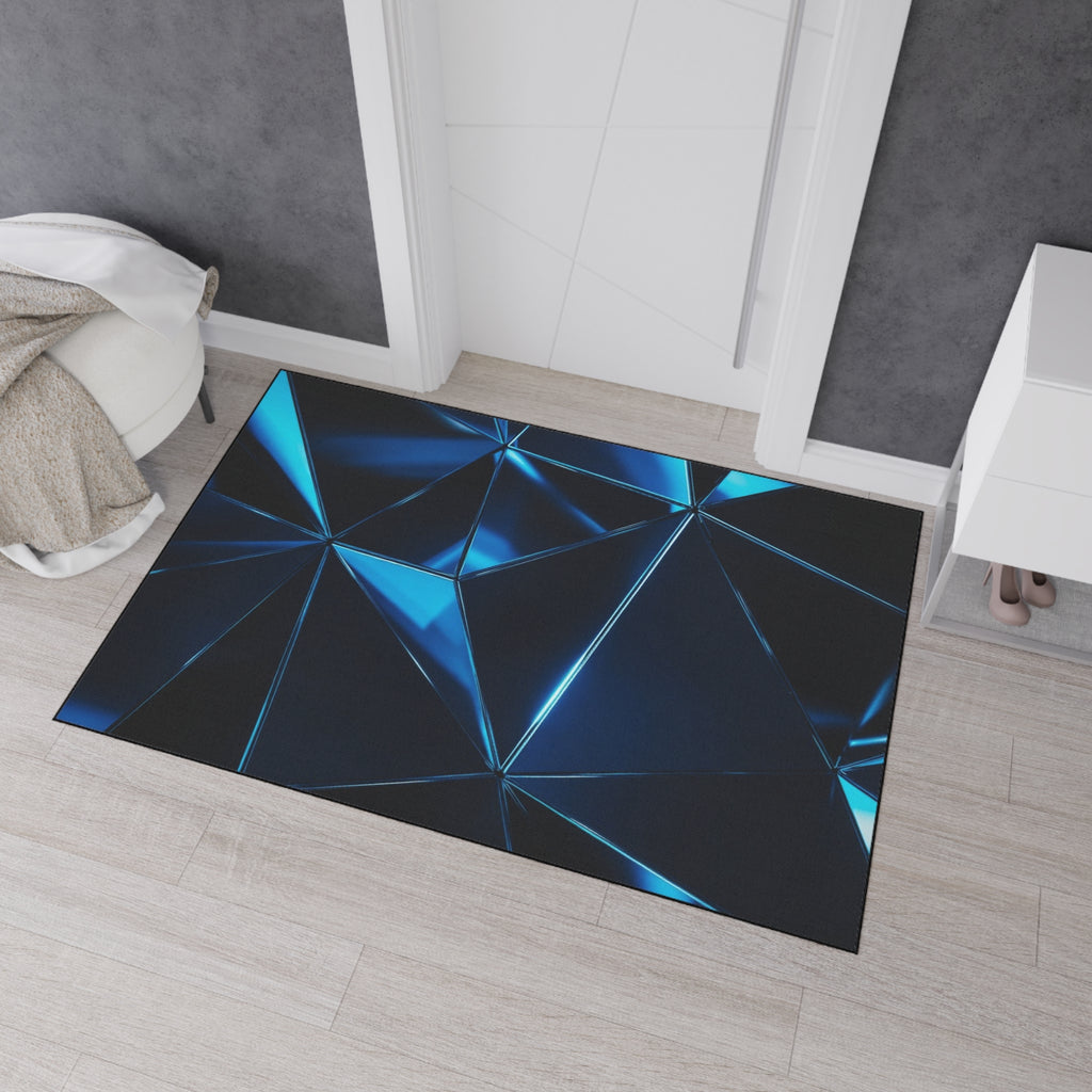 Geometric Blue Prism Floor Mat — Heavy Duty Non-Slip Rug for Entry, Garage & Office