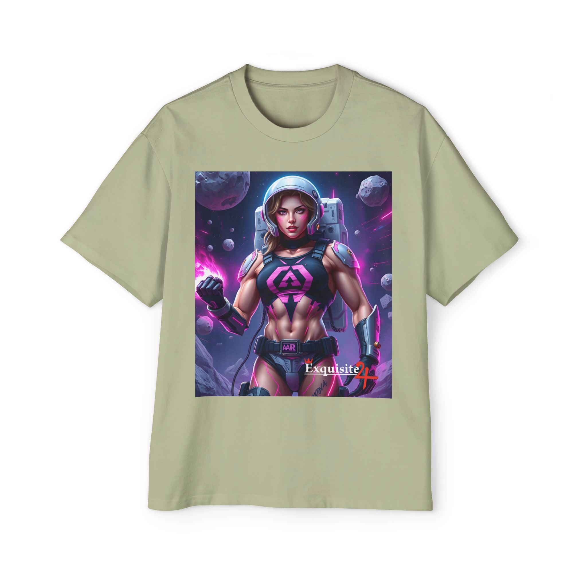 Astronaut Warrior Graphic Tee — Men's Sci‑Fi Space Gamer Oversized Shirt