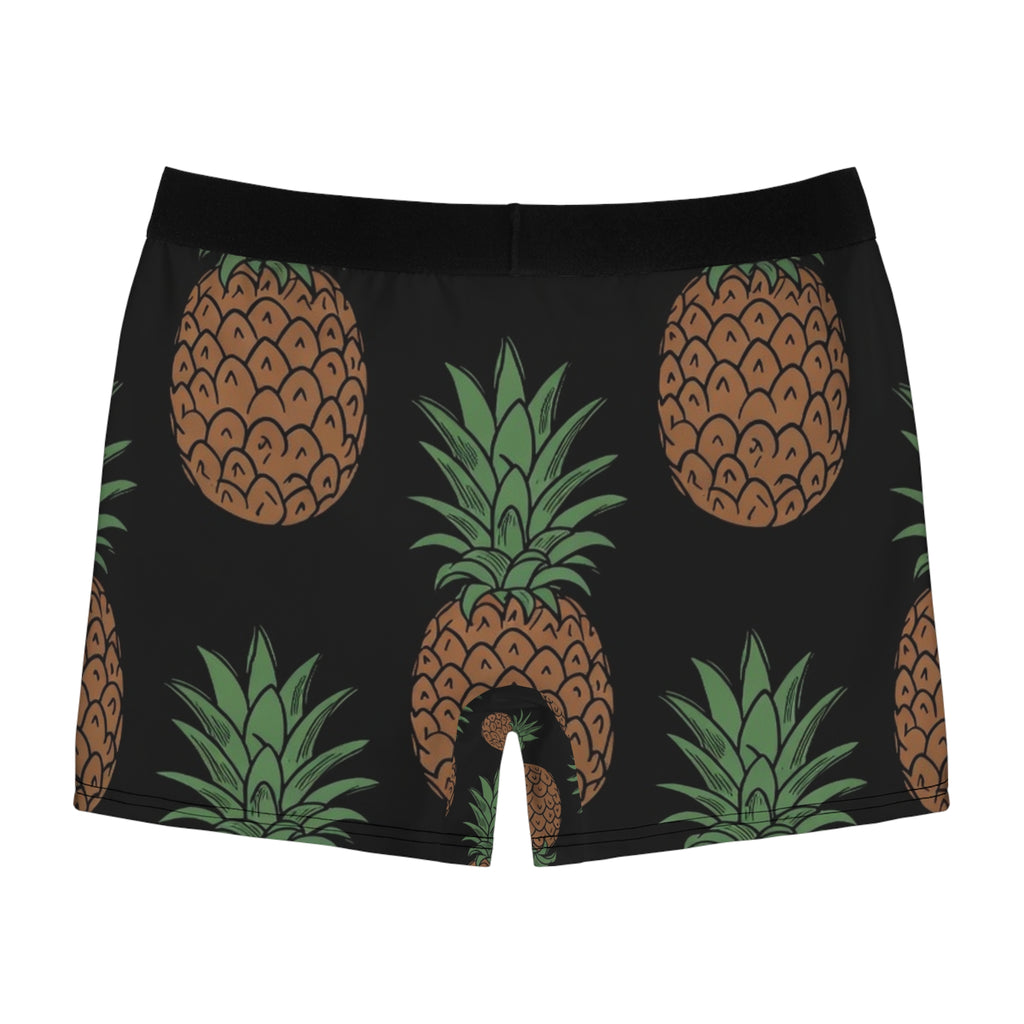 Pineapple Print Men's Boxer Briefs — Tropical All-Over Pattern