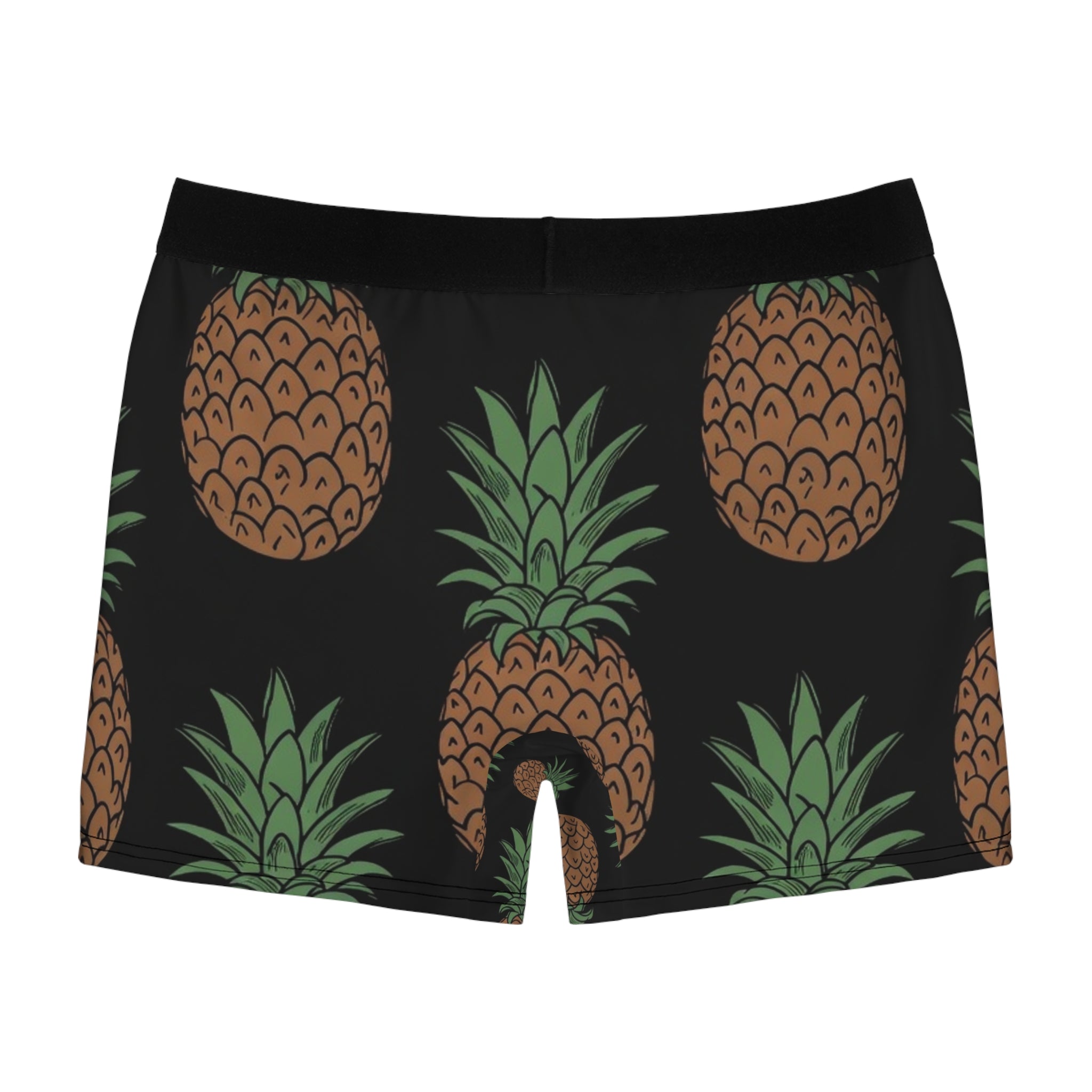 Pineapple Print Men's Boxer Briefs — Tropical All-Over Pattern