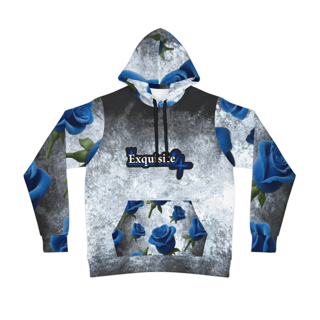 Blue Rose Skull Athletic Hoodie