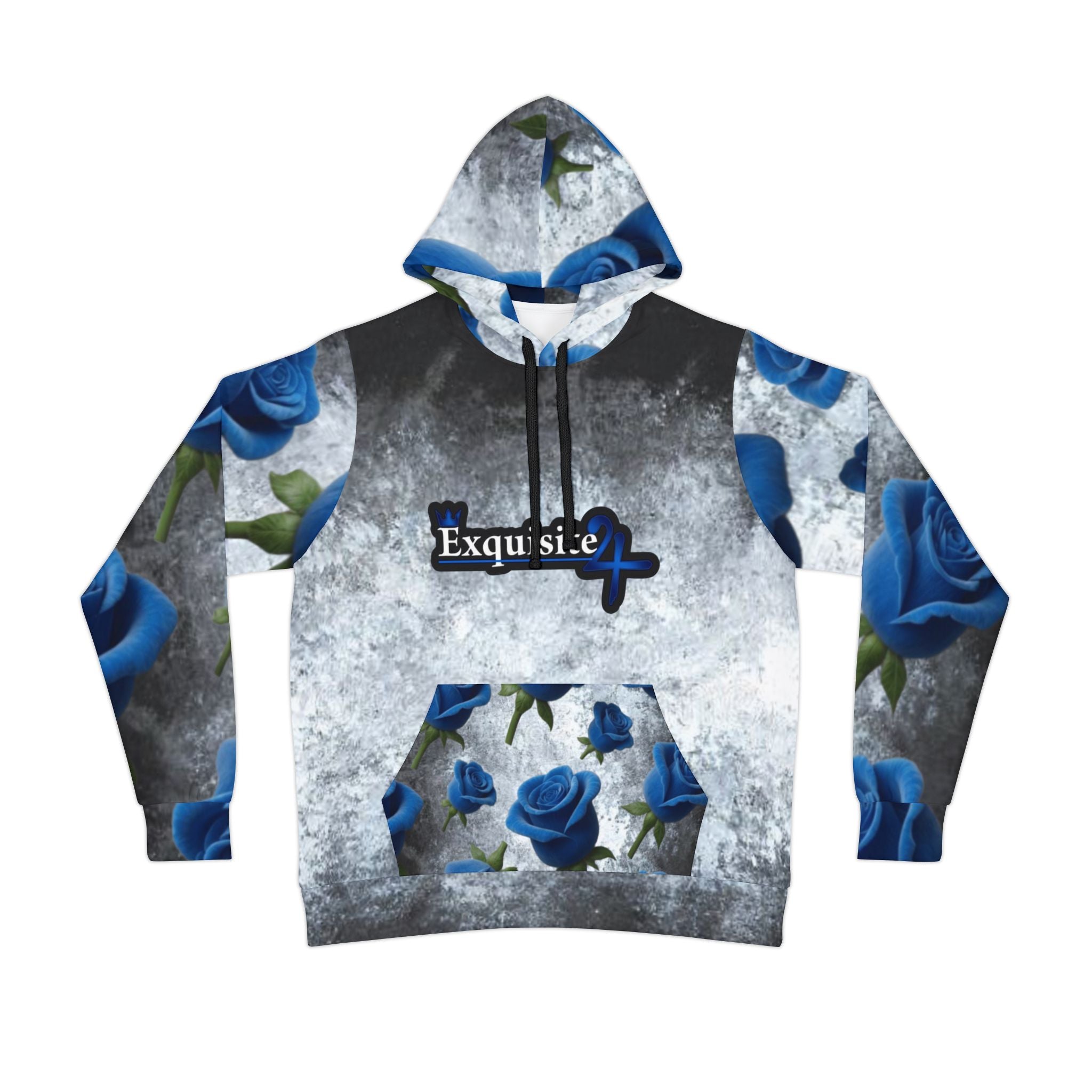 Blue Rose Skull Athletic Hoodie