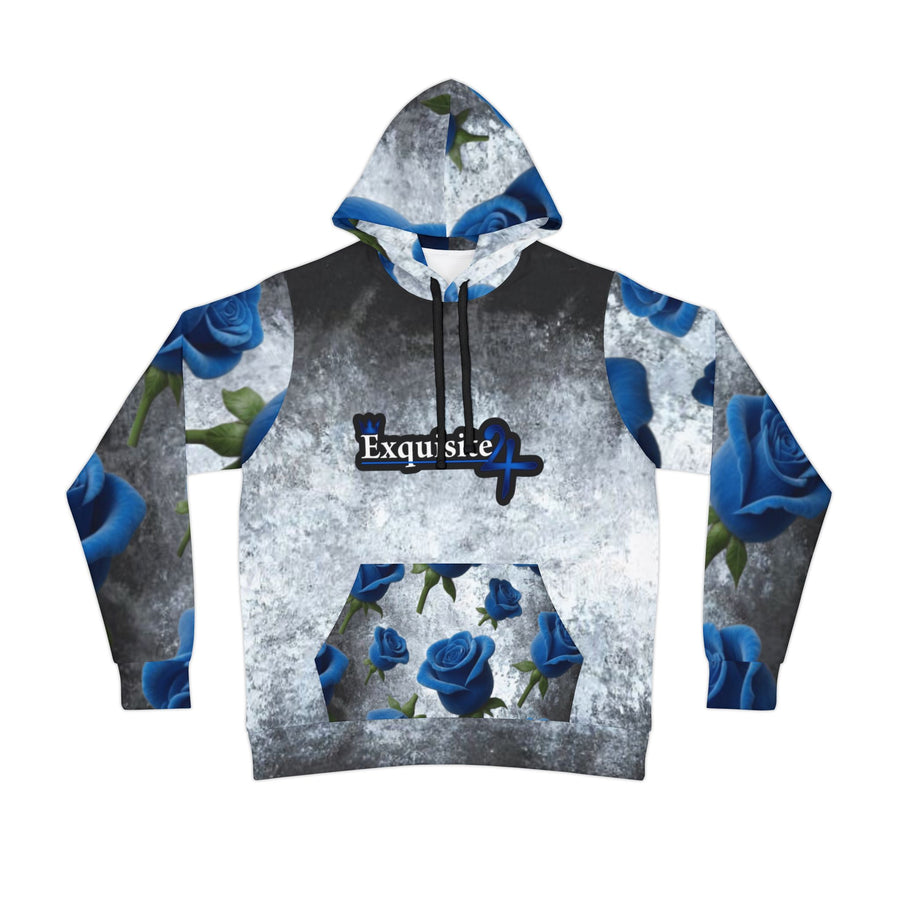 Blue Rose Skull Athletic Hoodie