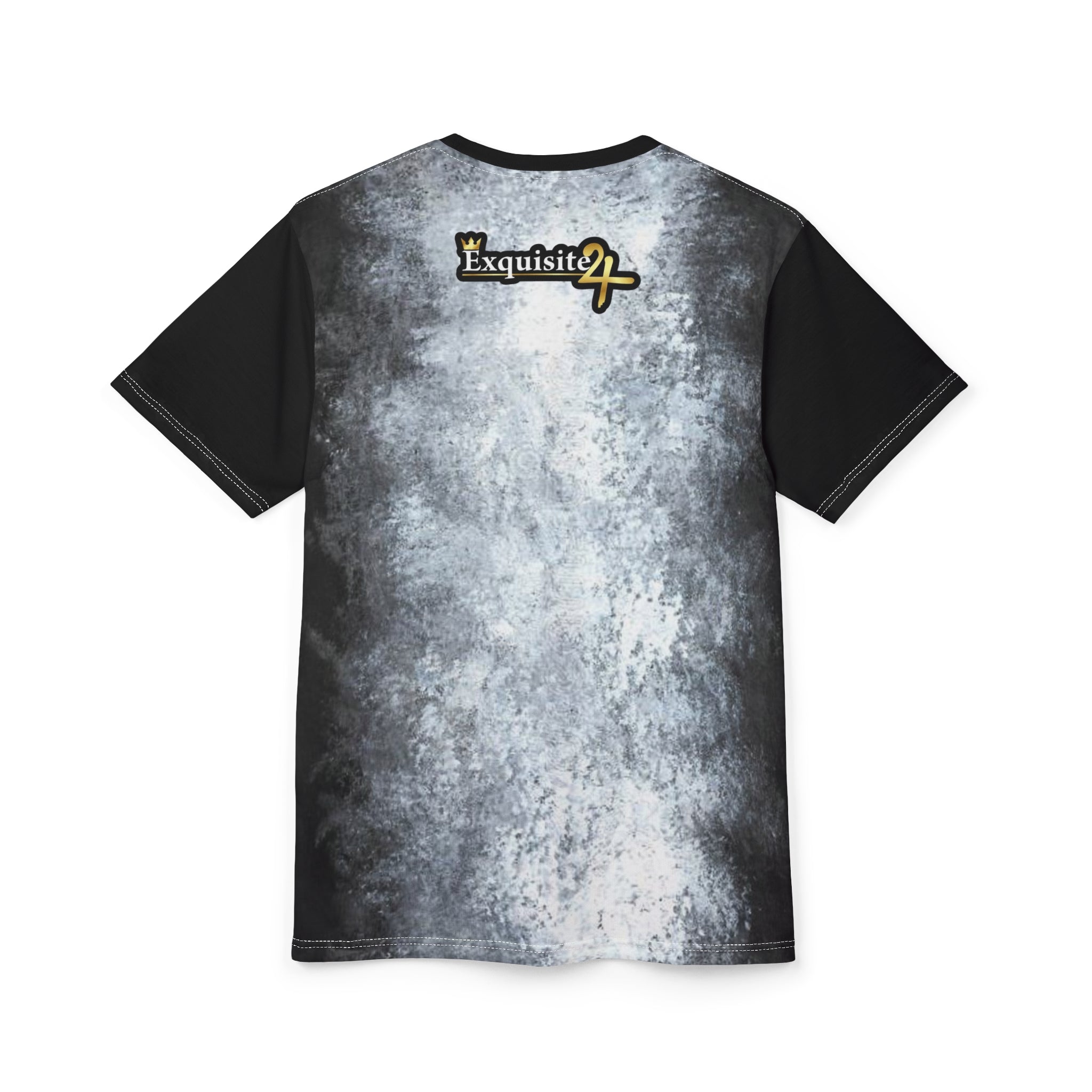 Exquisite 24 Logo Tee — Distressed Grey All-Over Print T-Shirt