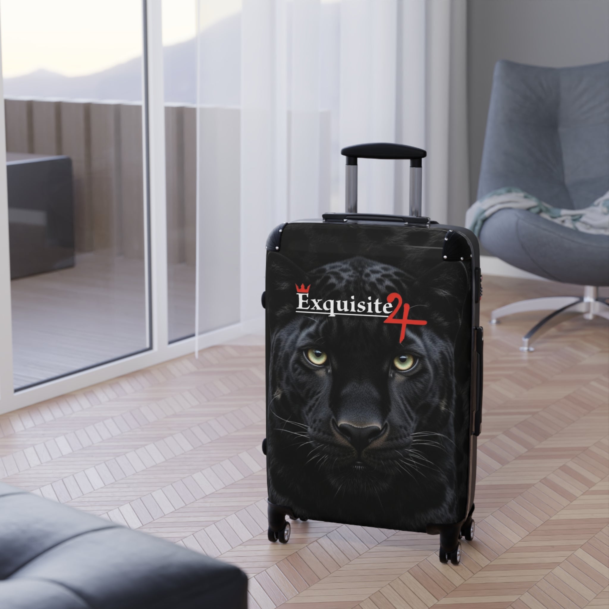 Royal Black Panther Carry-On Suitcase with Exquisite 24 Logo — Bold Travel Luggage