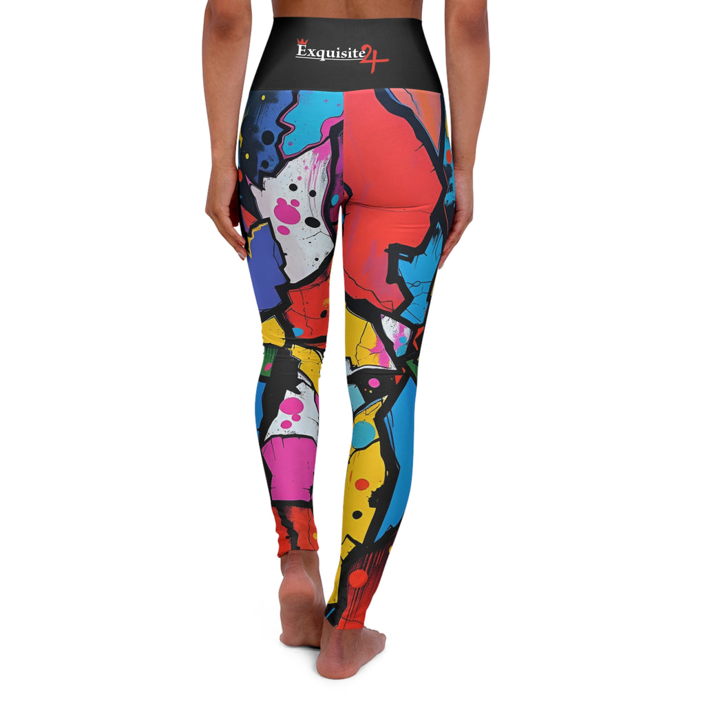 High-Waist Graffiti Print Yoga Leggings