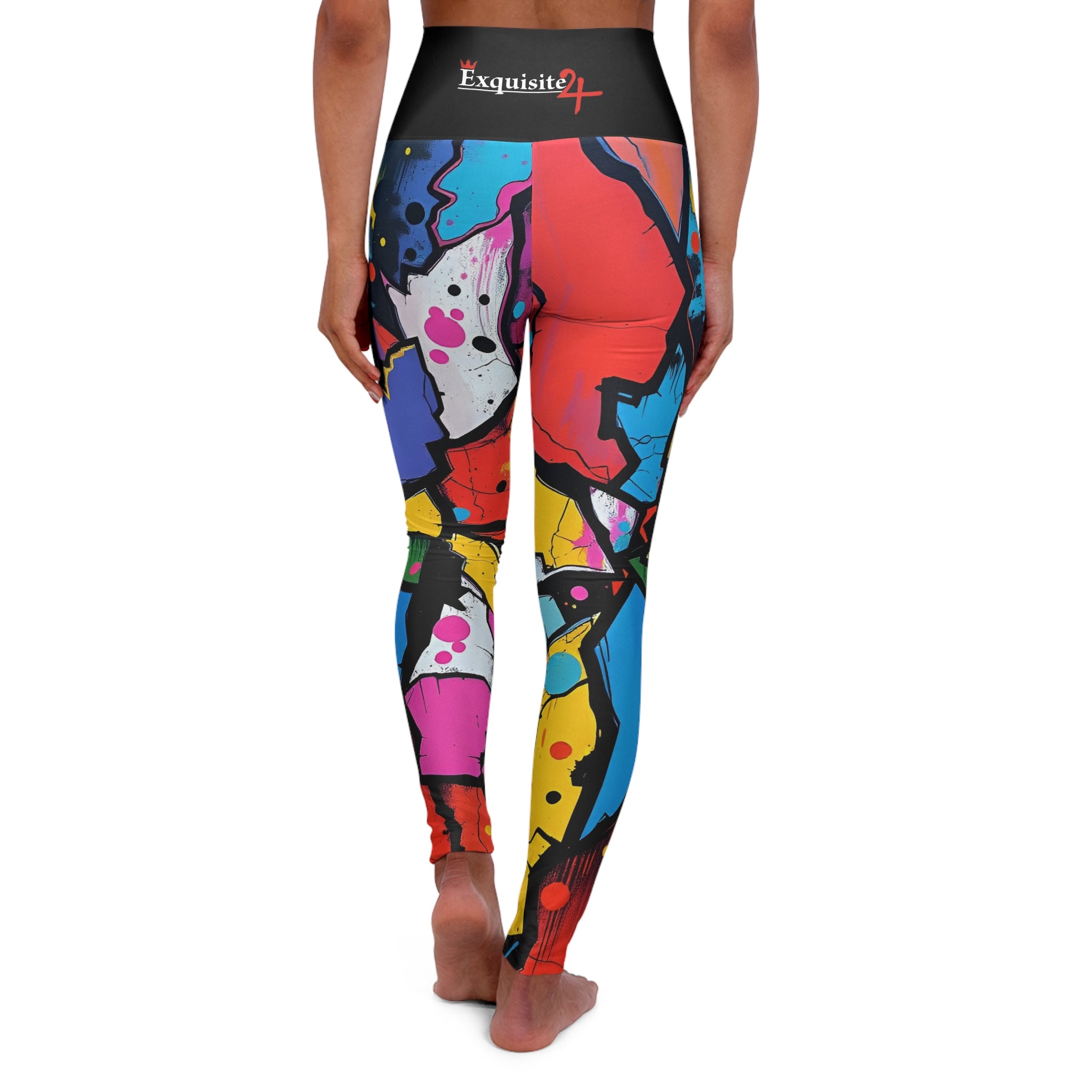 High-Waist Graffiti Print Yoga Leggings