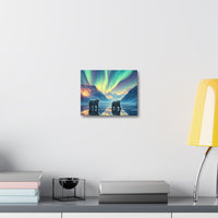 Aurora Polar Bears Stretched Canvas - Northern Lights Wildlife Wall Art