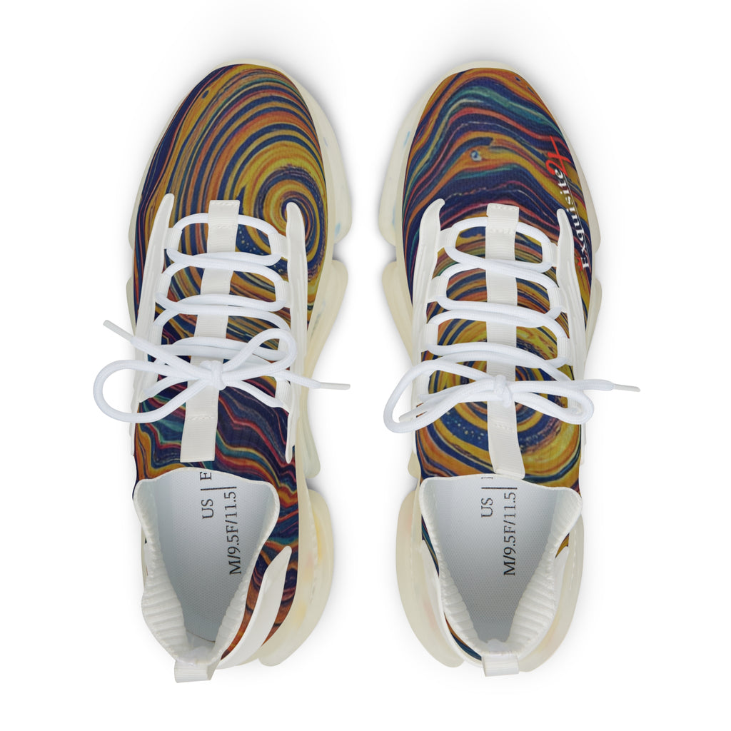 Retro Swirl Athletic Shoes with Marble Wave Design