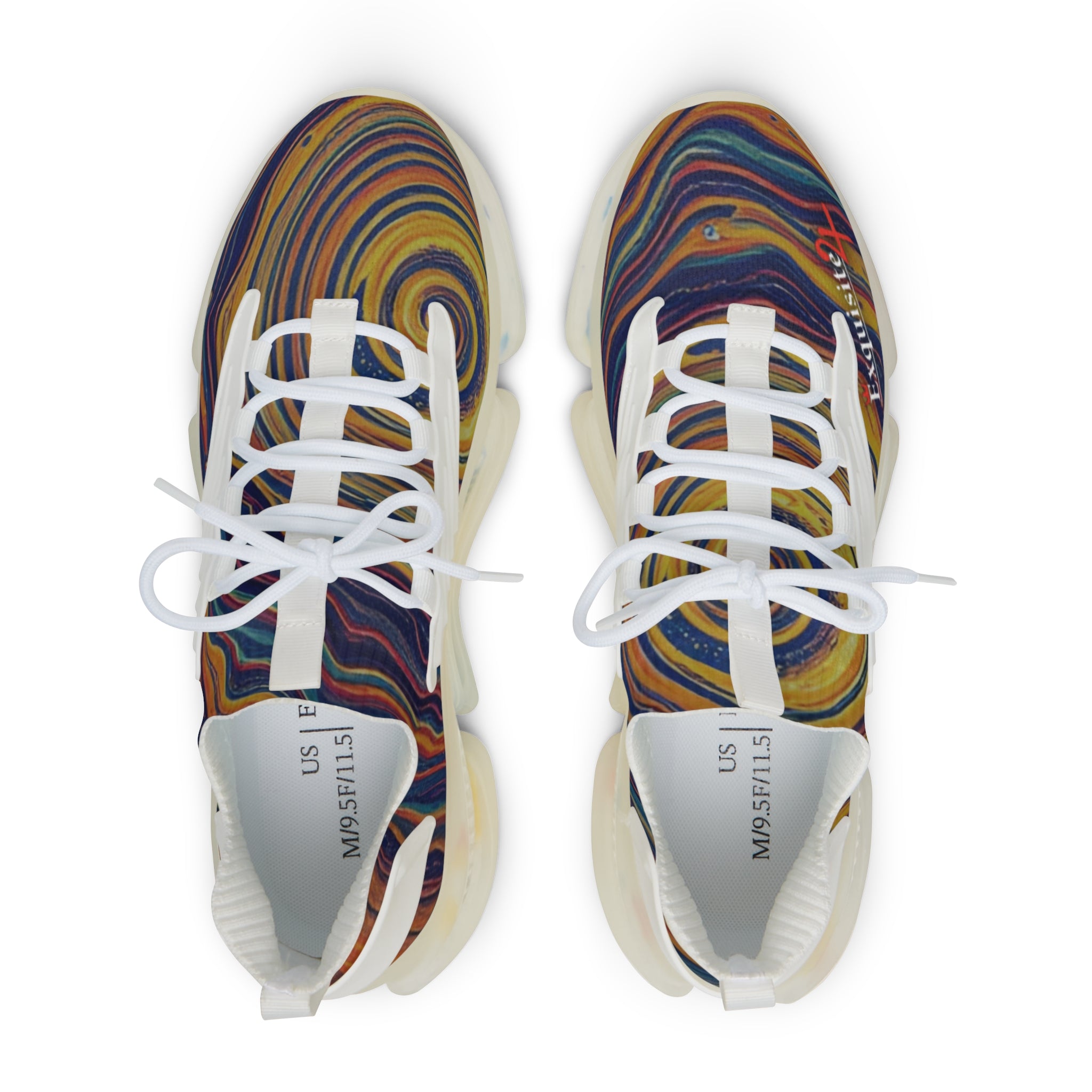 Retro Swirl Athletic Shoes with Marble Wave Design