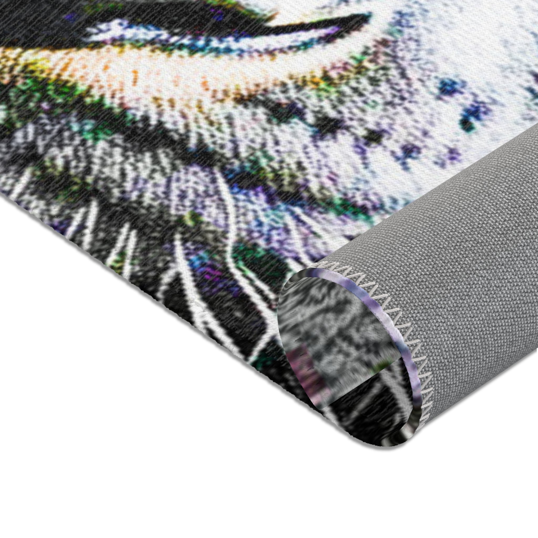 Leopard Portrait Area Rug — Bold Black & White Animal Print Accent Rug
