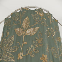Botanical Gold Leaves Shower Curtain — Teal Green Floral Bathroom Decor