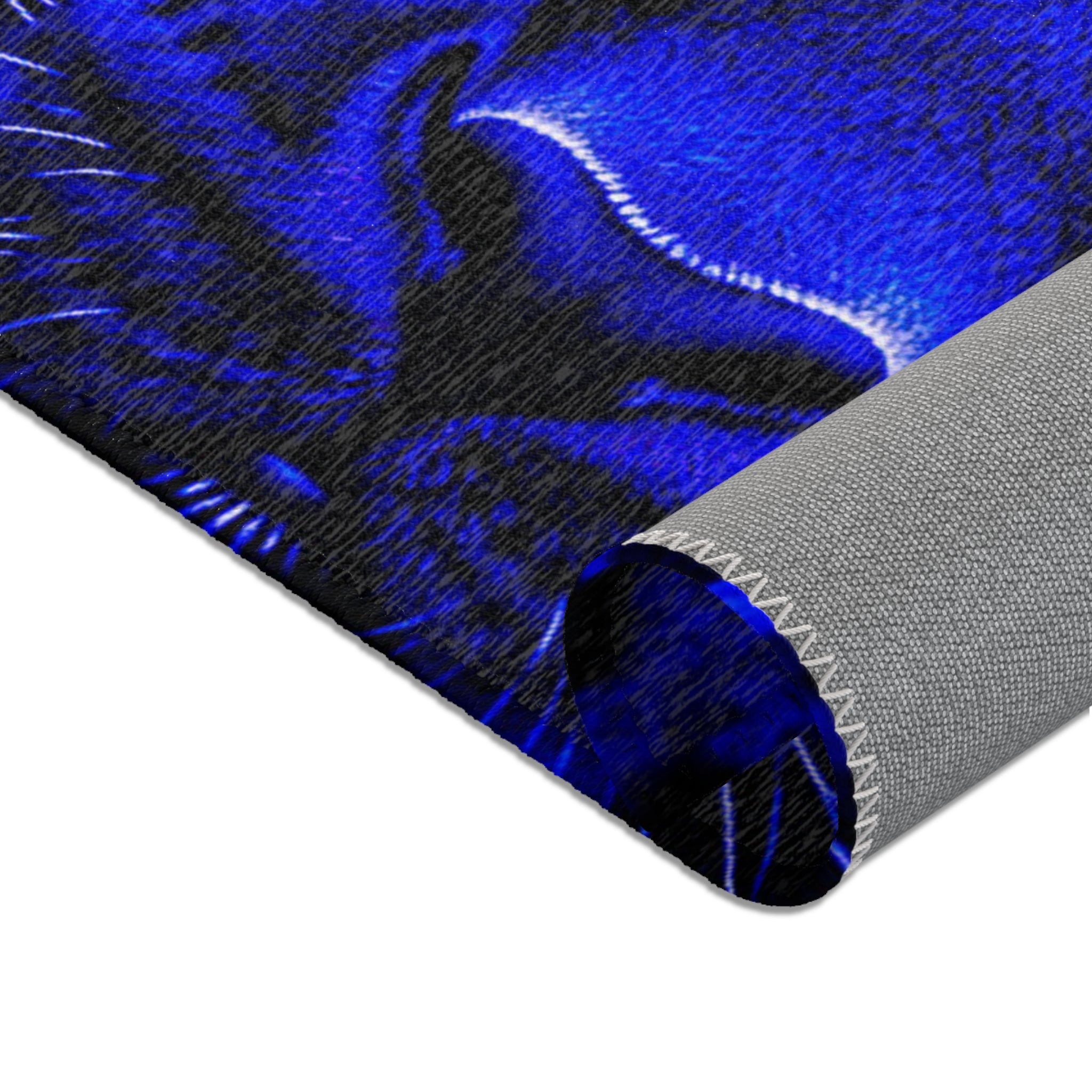 Blue Leopard Area Rug – Bold Neon Leopard Accent Rug for Living Room, Bedroom & Game Room