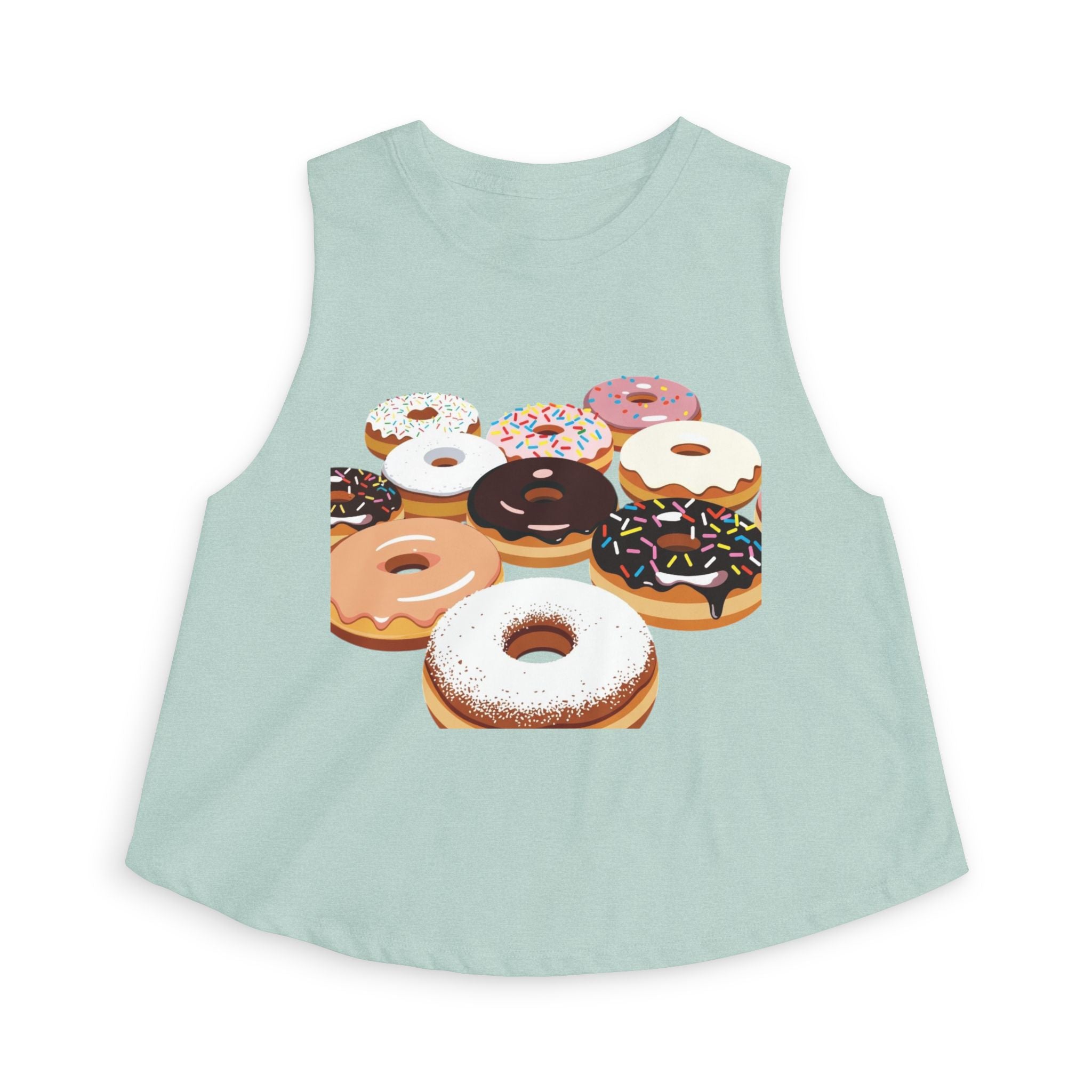 Donut Pattern Women's Crop Top — Colorful Sprinkle Donuts Graphic Tank