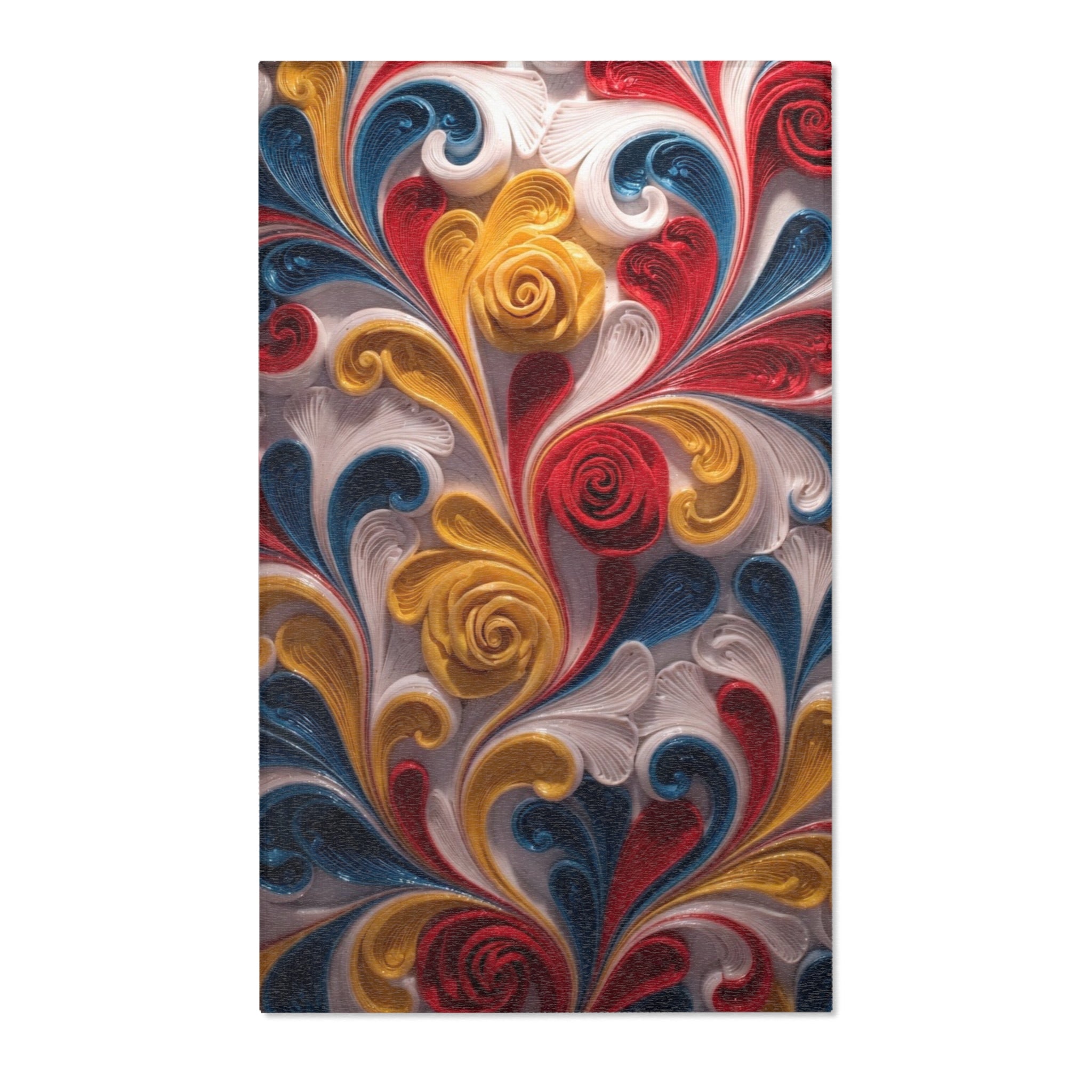 Abstract Floral Swirl Area Rug — Colorful Boho Decorative Accent Rug