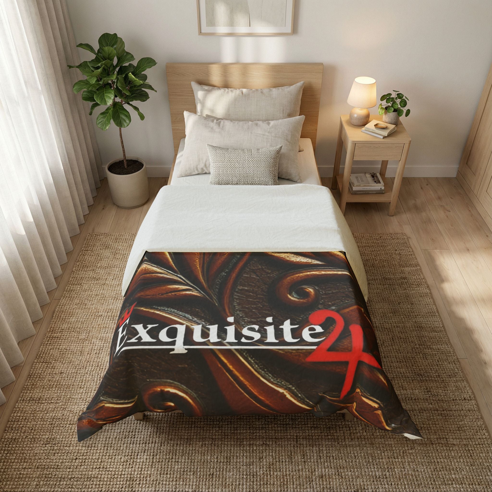 Exquisite 24 Brown Embossed Leaf Cotton Duvet Cover