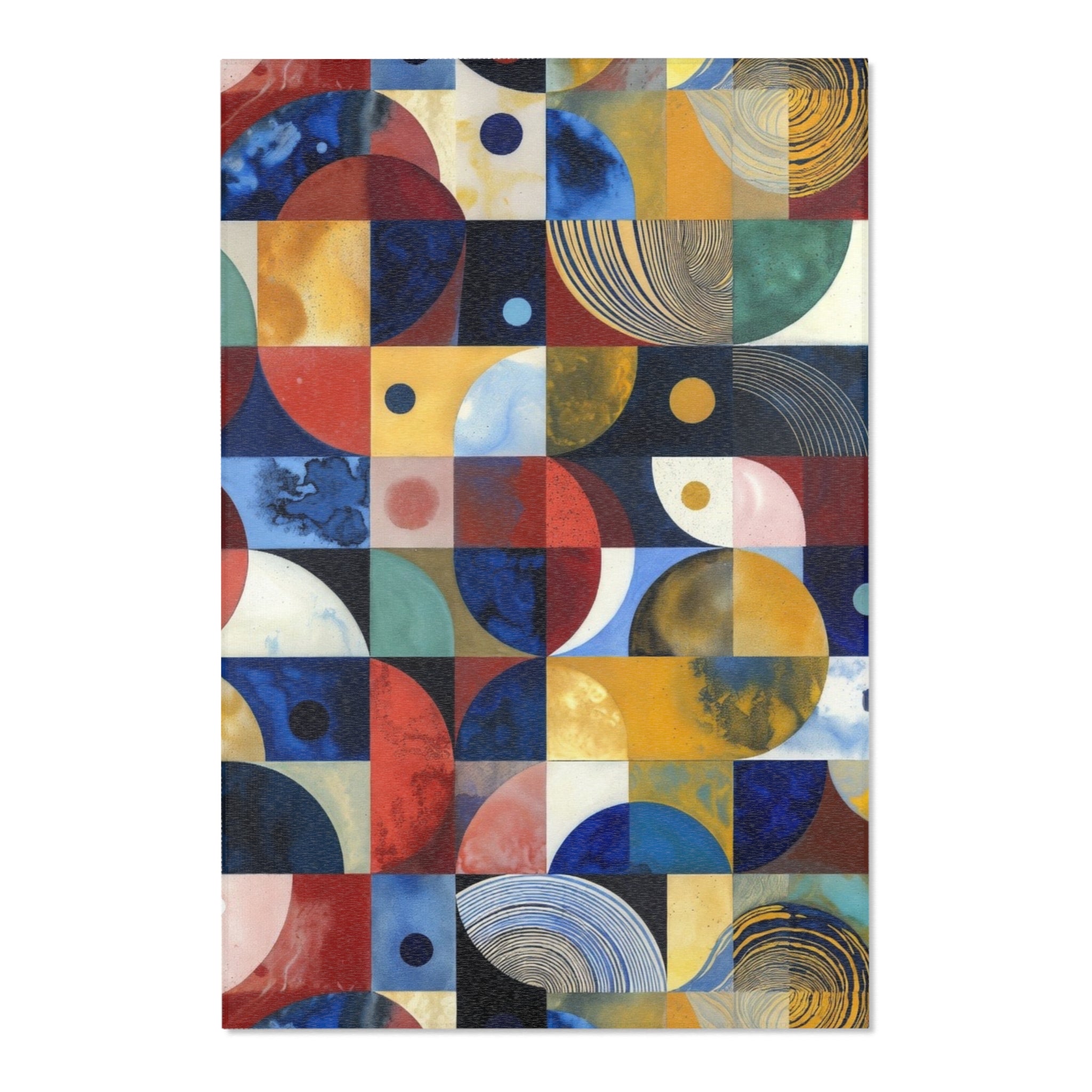 Geometric Color Block Area Rug — Mid-Century Abstract Modern Accent Rug
