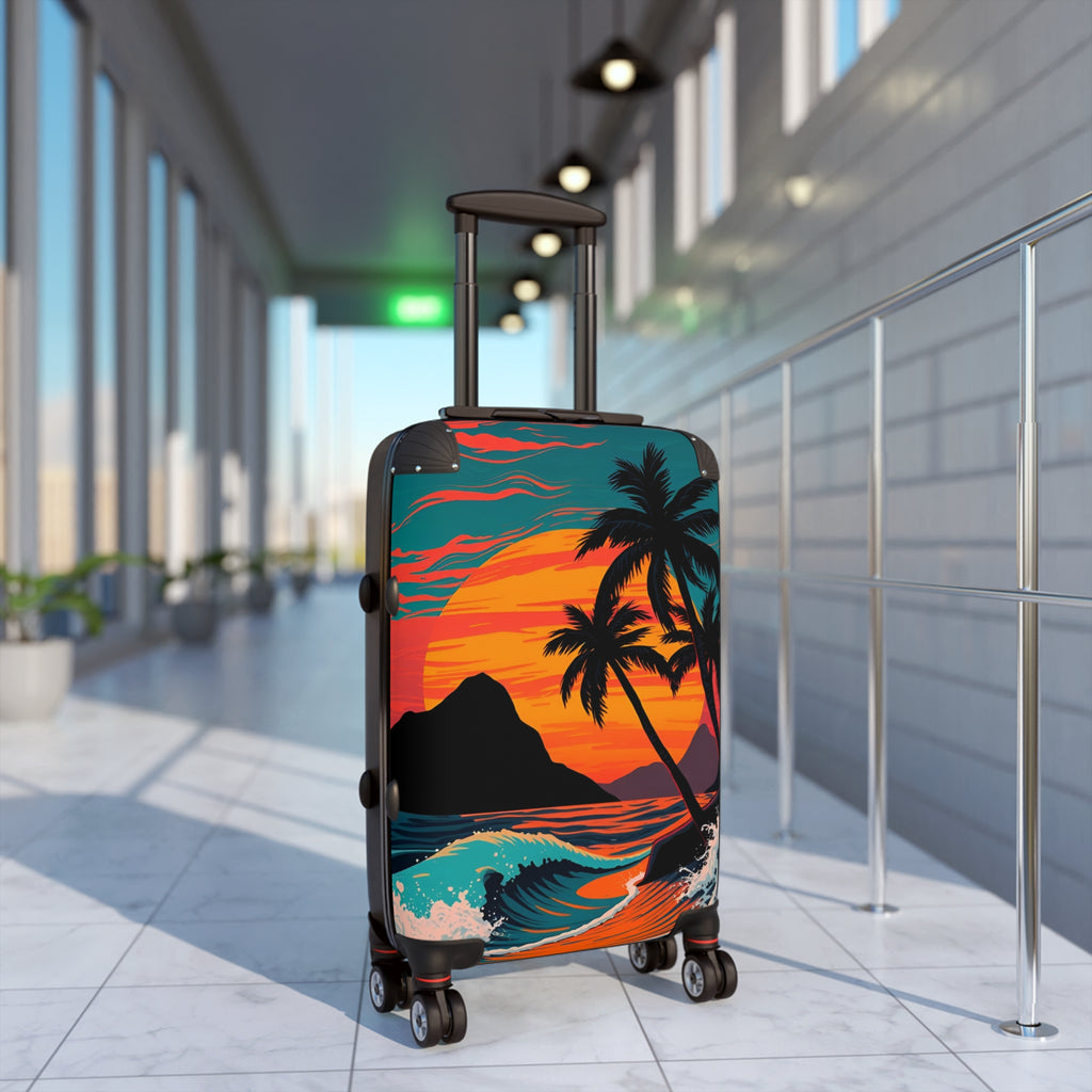 Tropical Sunset Suitcase – Palm Tree Beach Carry-On Luggage