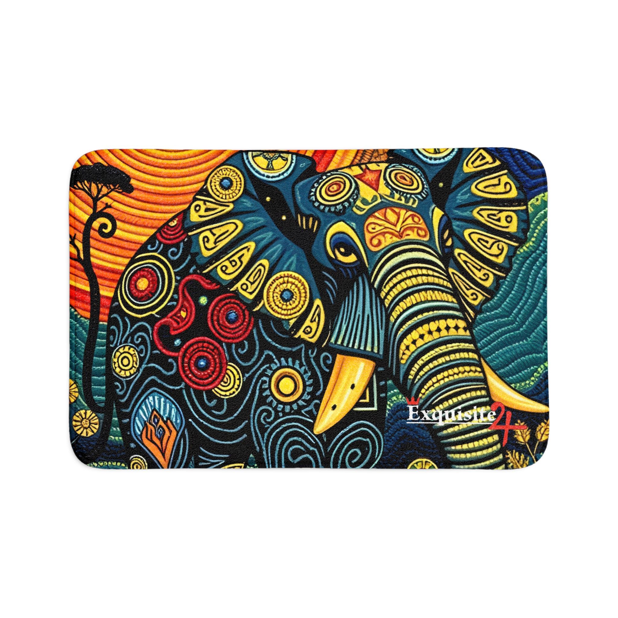 Colorful Boho Elephant Bathroom Rug & Lid Cover Three-Piece Set
