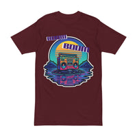 Retro Boombox Tee — Sunset Vaporwave Music Graphic Shirt
