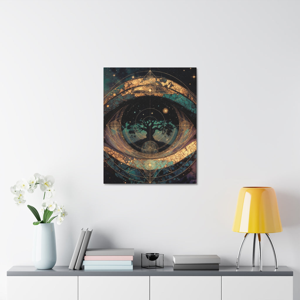 Mystic Tree of Life Stretched Canvas – Spiritual Cosmic Wall Art