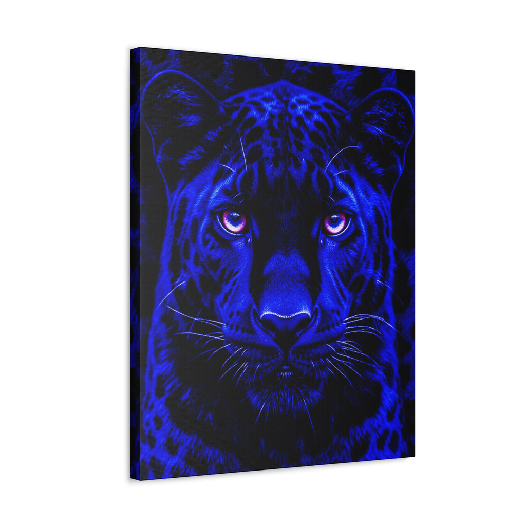 Blue Panther Stretched Canvas Wall Art
