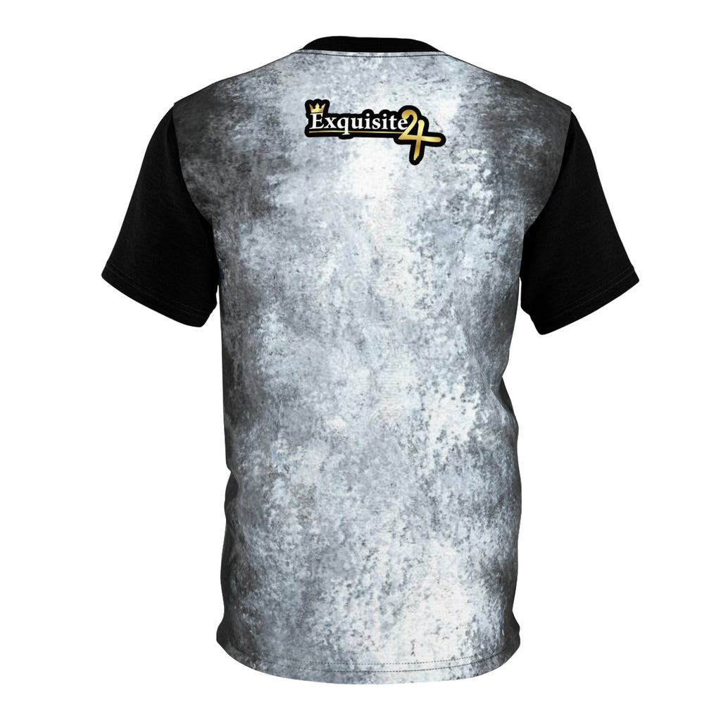 Exquisite 24 Logo Tee — Distressed Grey All-Over Print T-Shirt