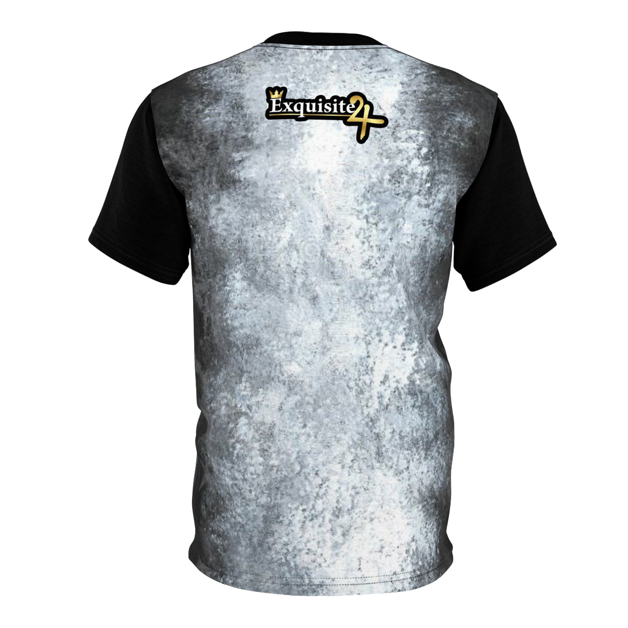 Exquisite 24 Logo Tee — Distressed Grey All-Over Print T-Shirt