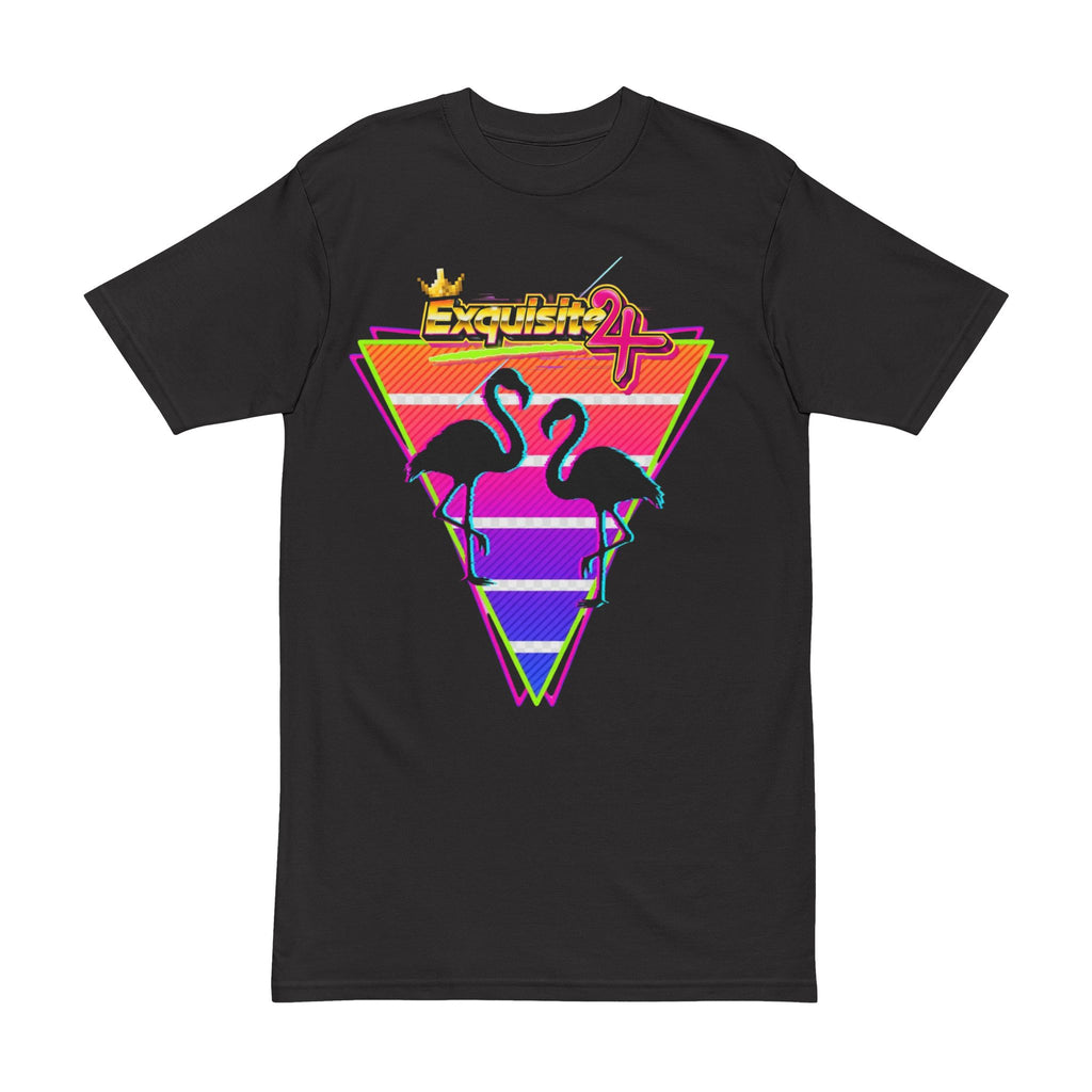 Retro Flamingo Triangle Tee — 'Exquisite 24' 80s Sunset Graphic Shirt