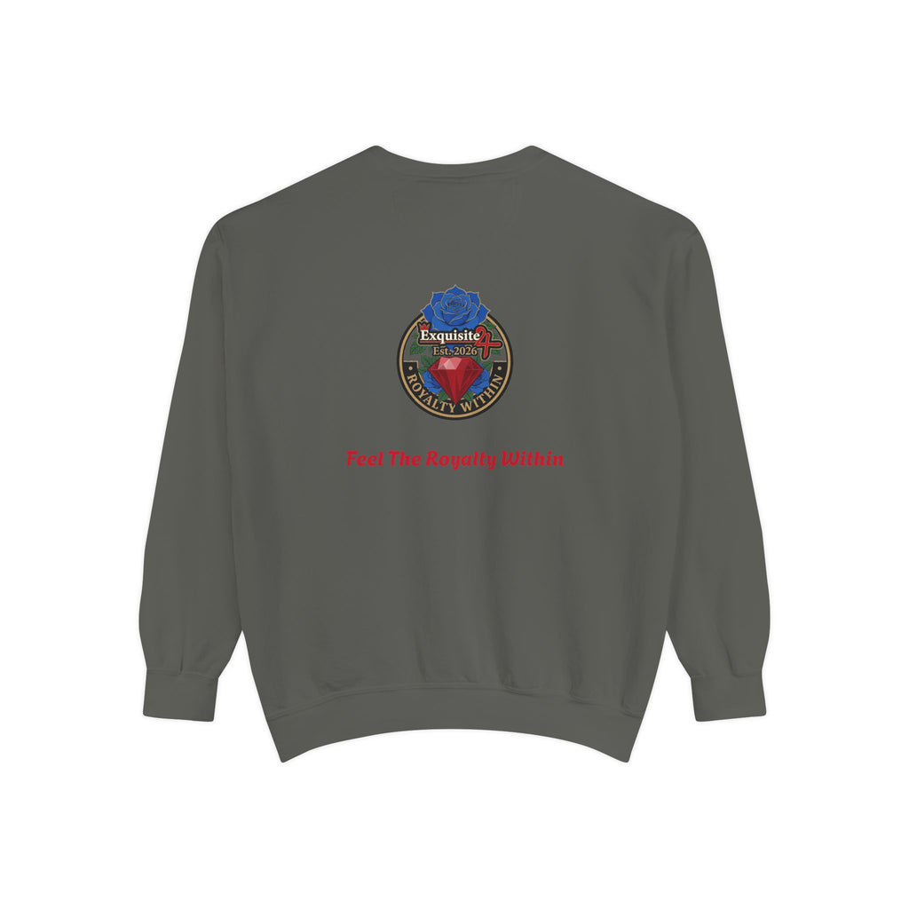 Exquisite 'Feel The Royalty Within' Sweatshirt — Crown Emblem Garment-Dyed Crewneck