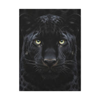 Black Panther Wall Canvas — Intense Close-Up Stretched Canvas Art