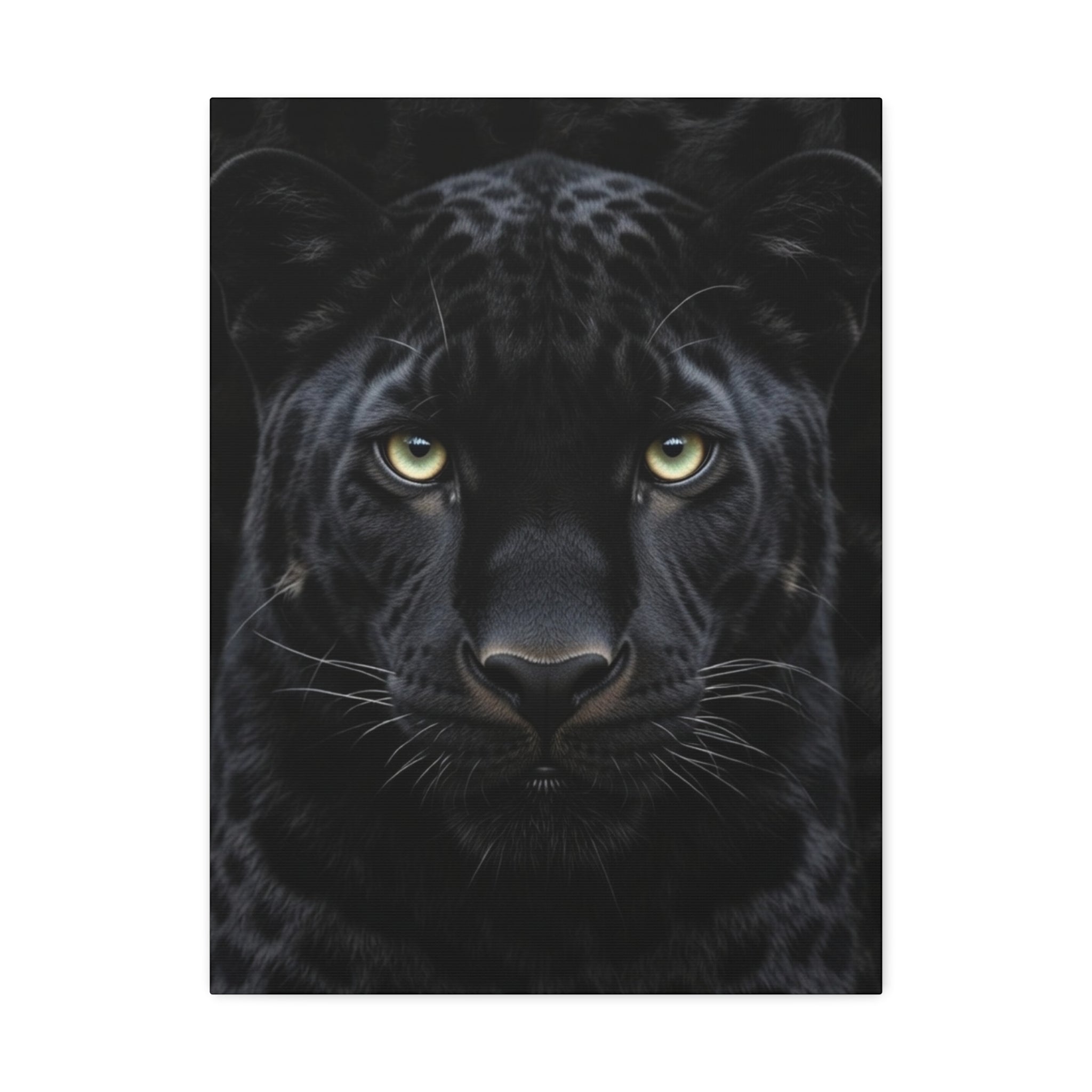 Black Panther Wall Canvas — Intense Close-Up Stretched Canvas Art