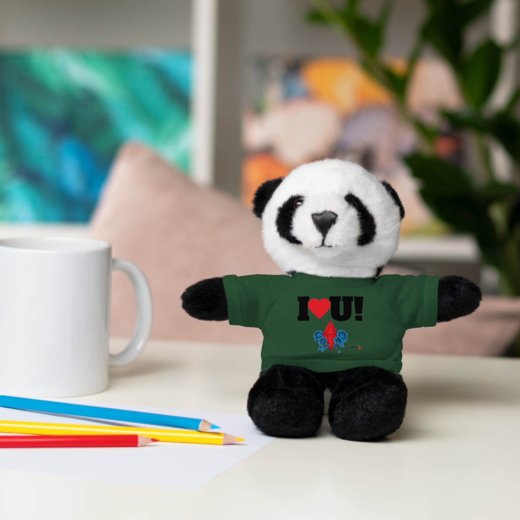 Plush Bear with Branded Tee – Red Diamond and Blue Roses Teddy