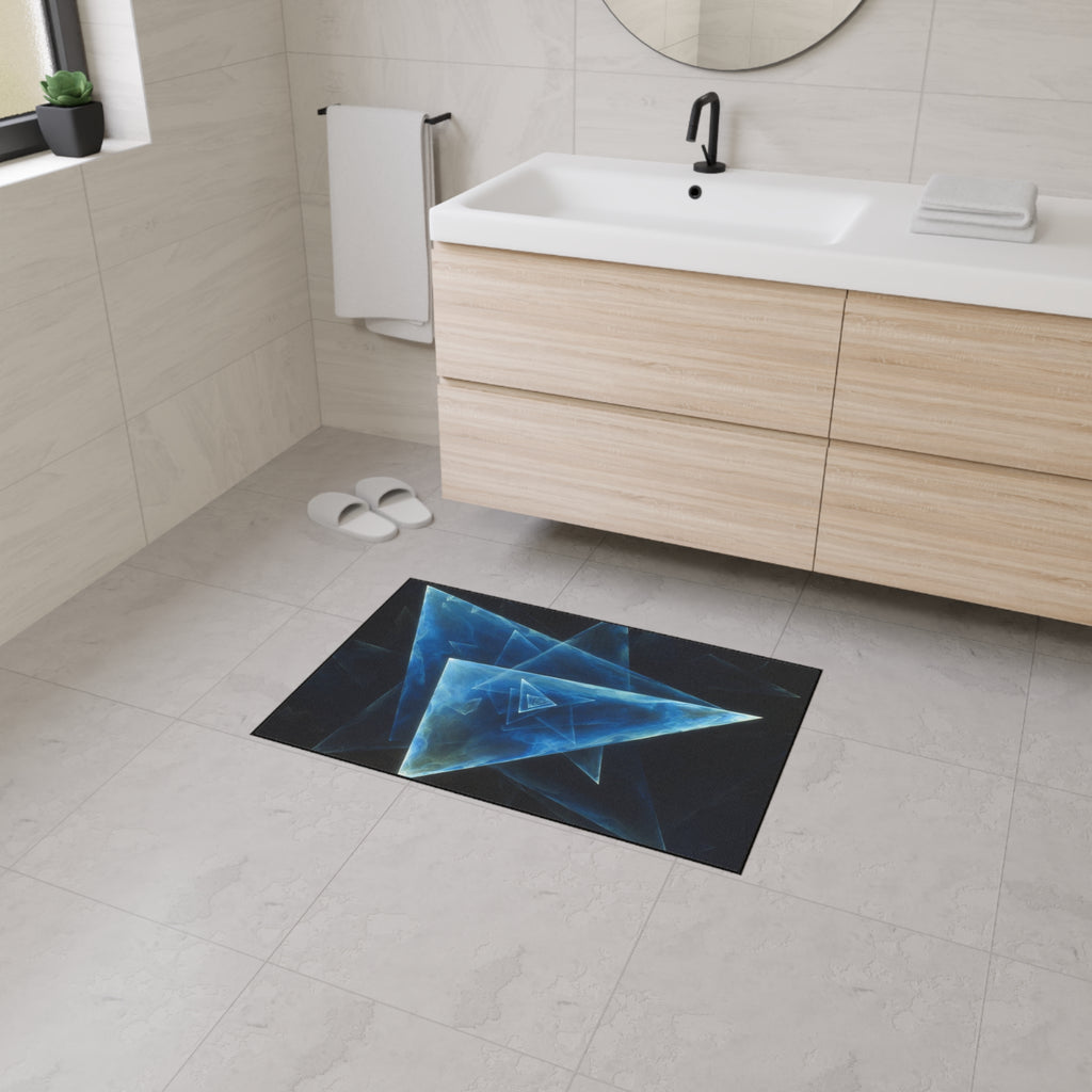 Geometric Blue Triangle Heavy-Duty Floor Mat