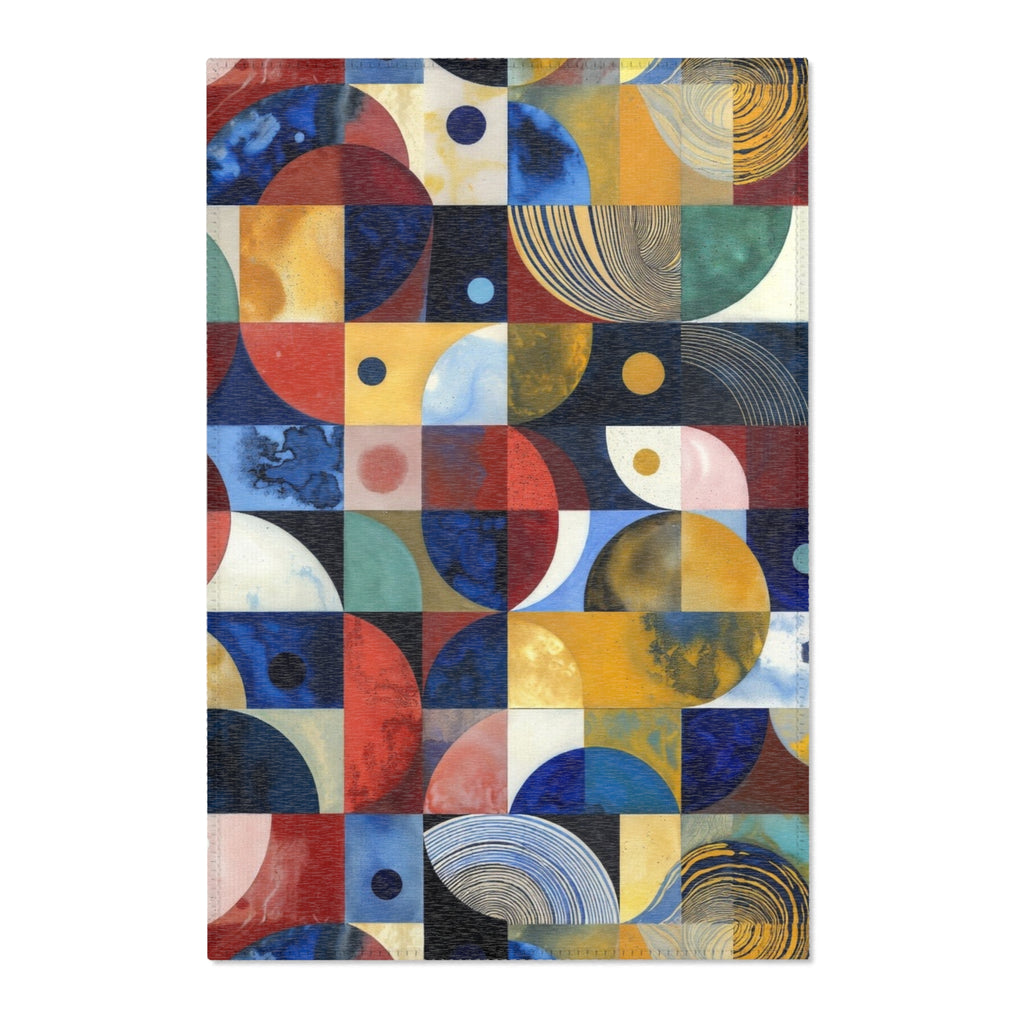 Geometric Color Block Area Rug — Mid-Century Abstract Modern Accent Rug