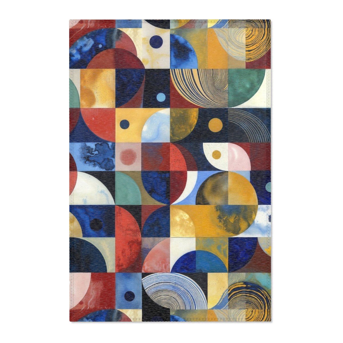 Geometric Color Block Area Rug — Mid-Century Abstract Modern Accent Rug