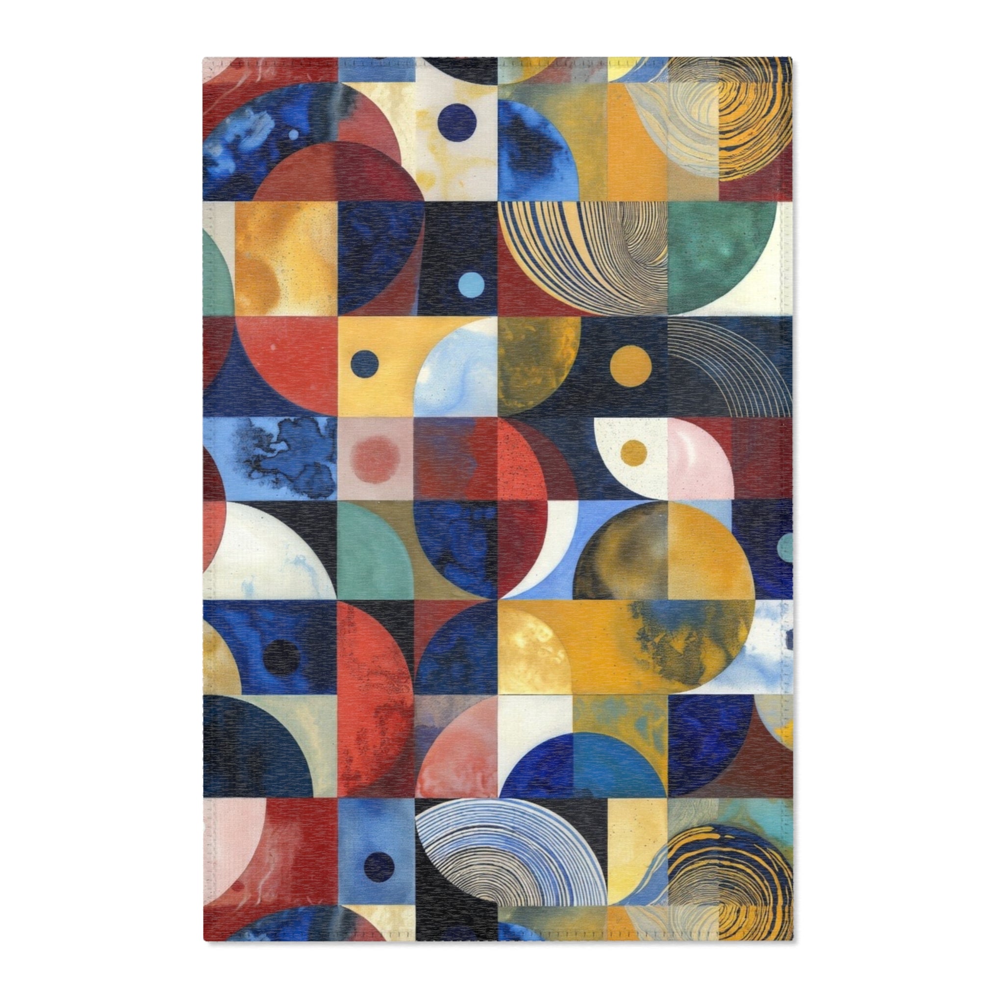 Geometric Color Block Area Rug — Mid-Century Abstract Modern Accent Rug