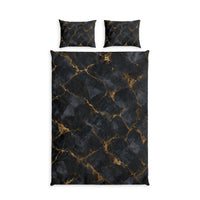 Black Gold Cotton Duvet Cover Set
