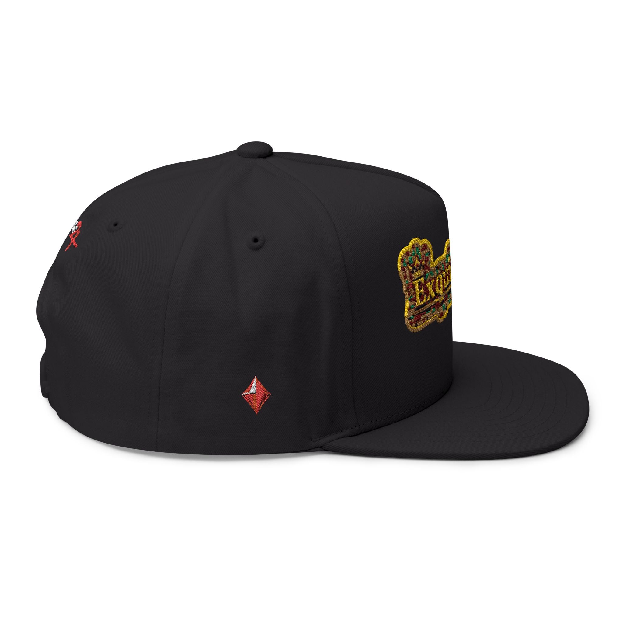 Embroidered 'Exquisite 24' Flat Bill Cap — Kente-Inspired Patch Snapback