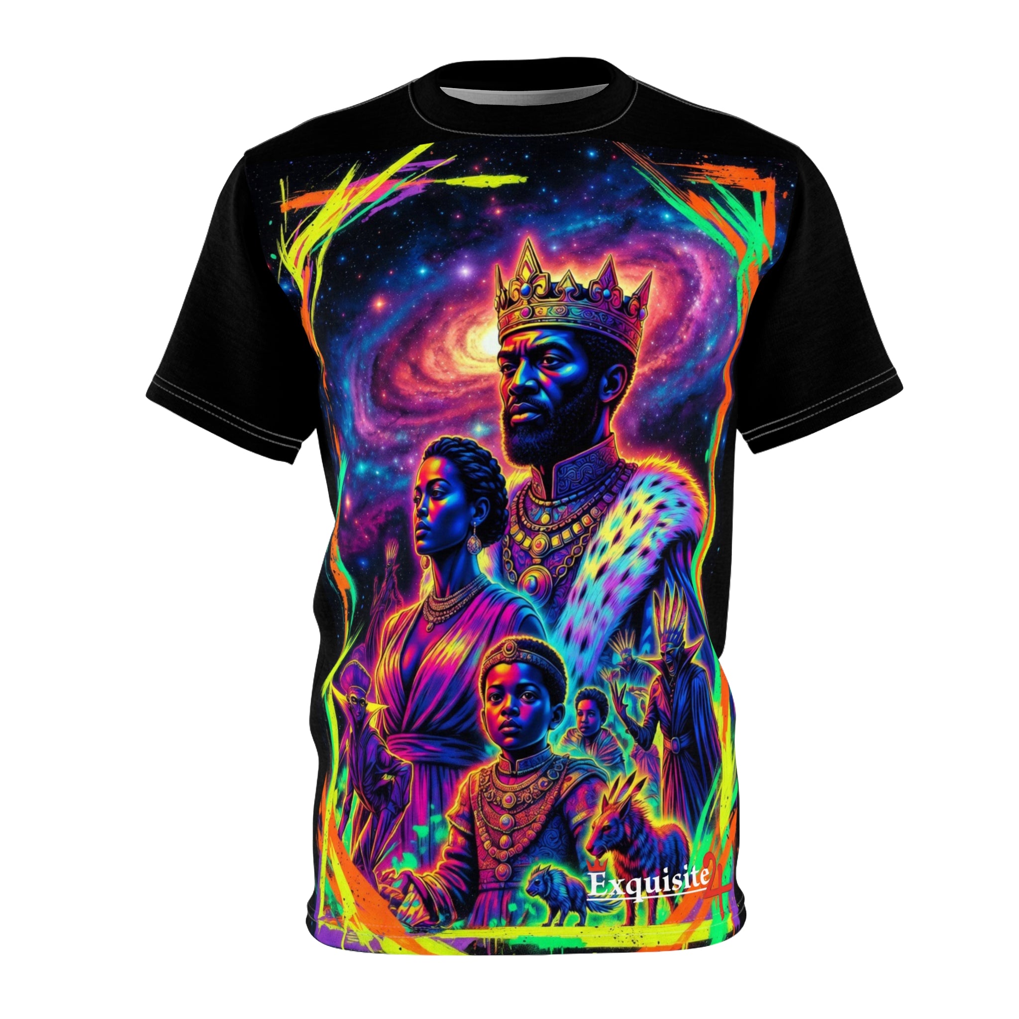 Afrofuturist Royal Family Tee — Vibrant Cosmic Royalty T-Shirt